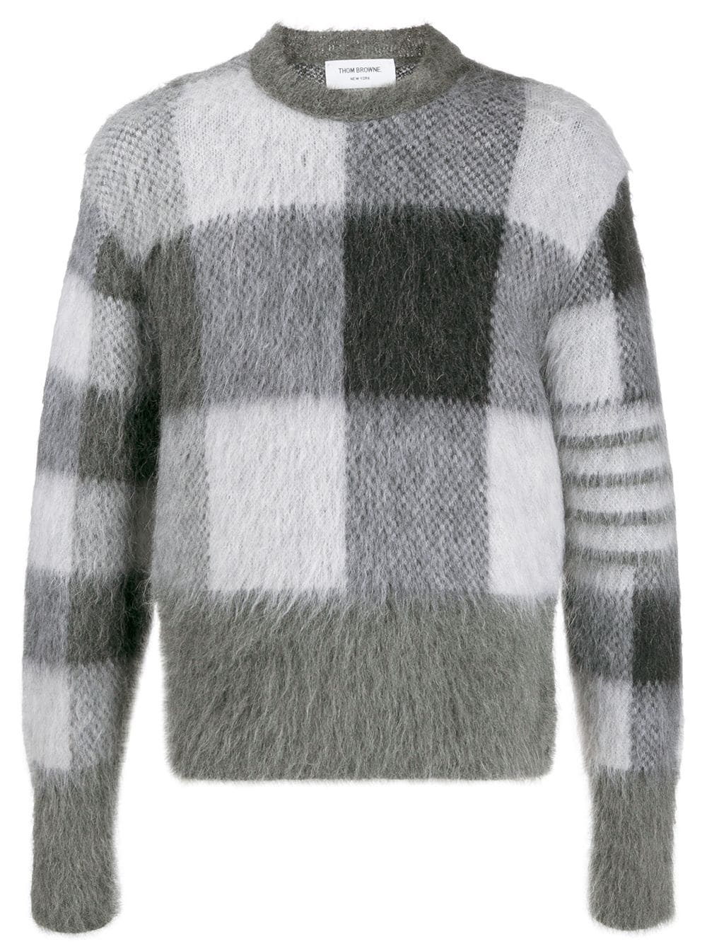 jacquard crew neck checkered jumper - 1