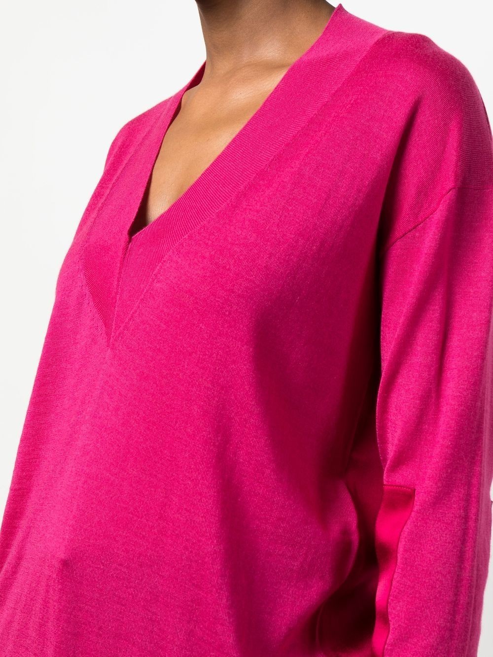 panelled V-neck knitted jumper - 5