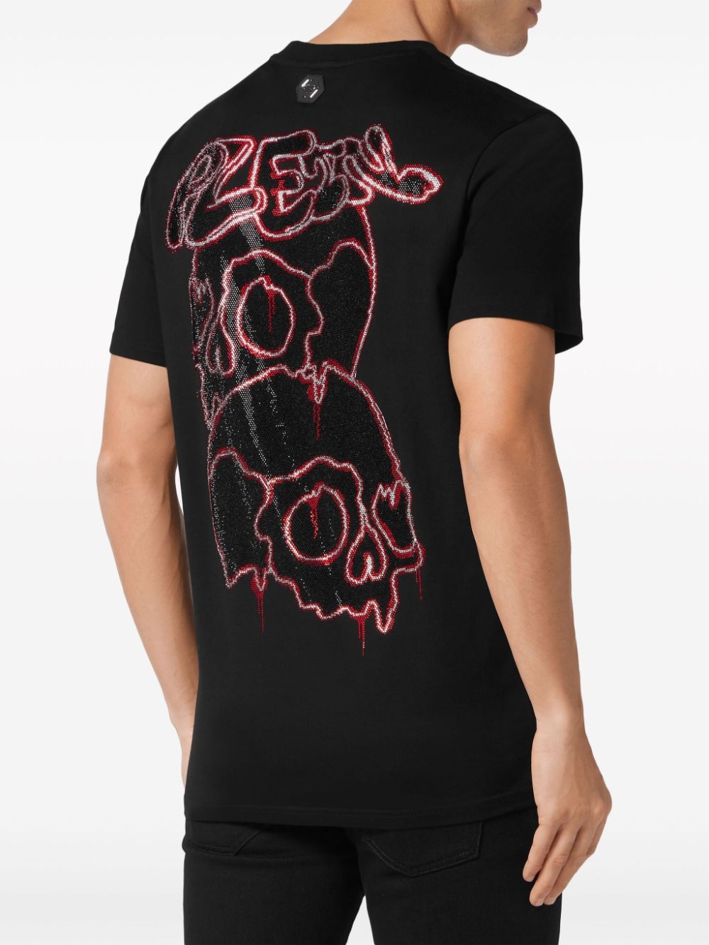 rhinestone-skull cotton T-shirt - 4
