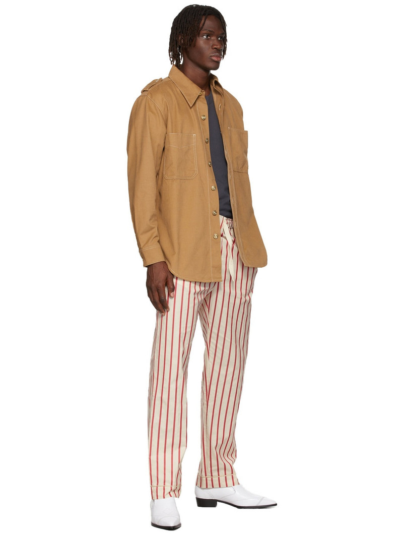 WALES BONNER Off-White & Red Stripe Kamau Pyjama Lounge Pants outlook