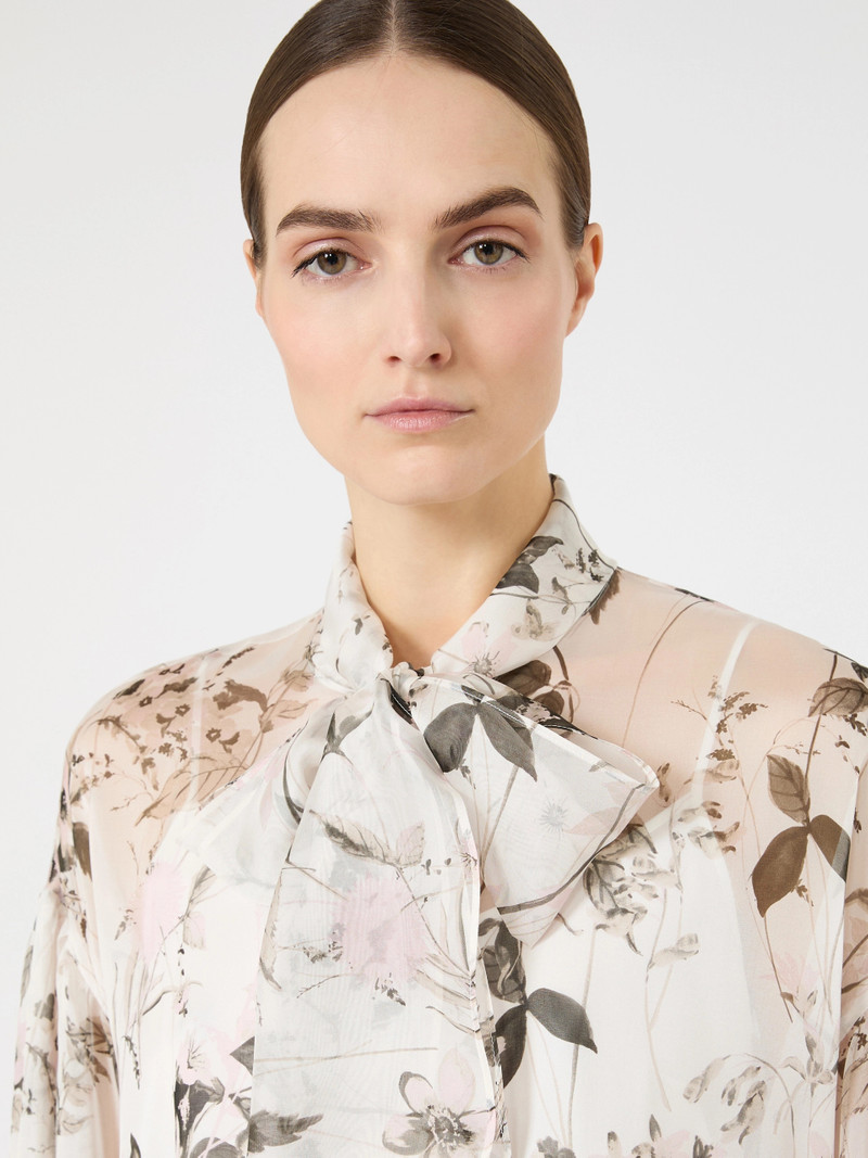 ETERE Blouse in printed chiffon - WHITE 5