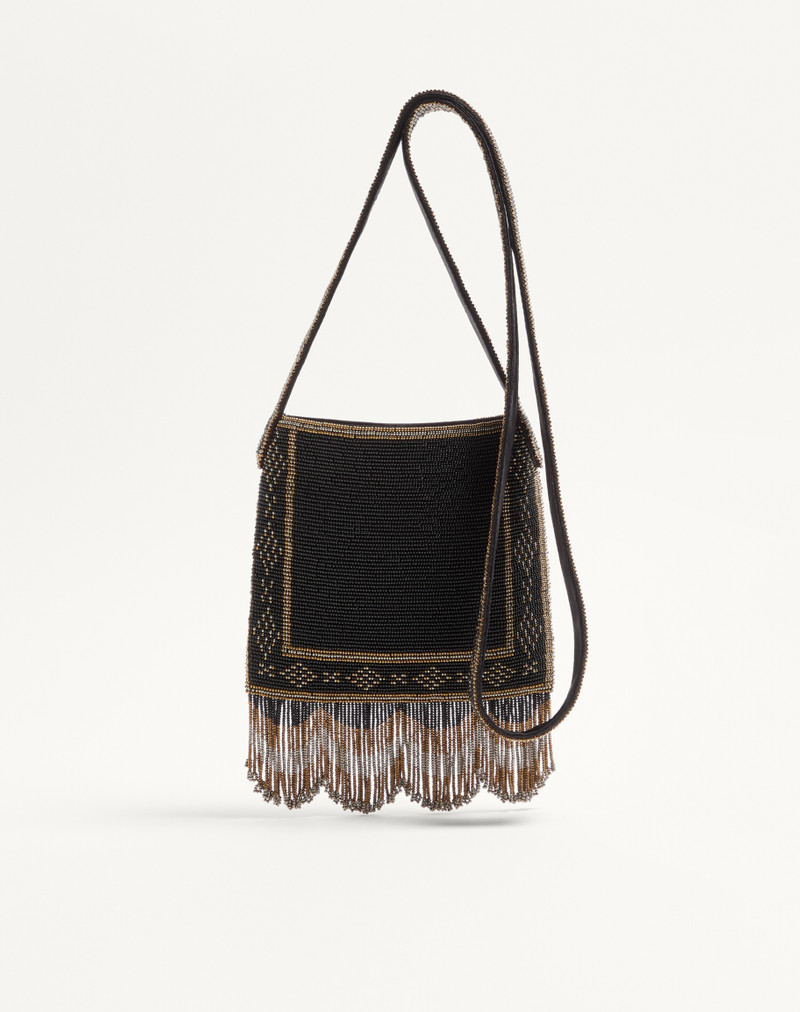 VALENTINO GARAVANI NELLCÔTE SMALL EMBROIDERED SHOULDER BAG WITH FRINGES 5