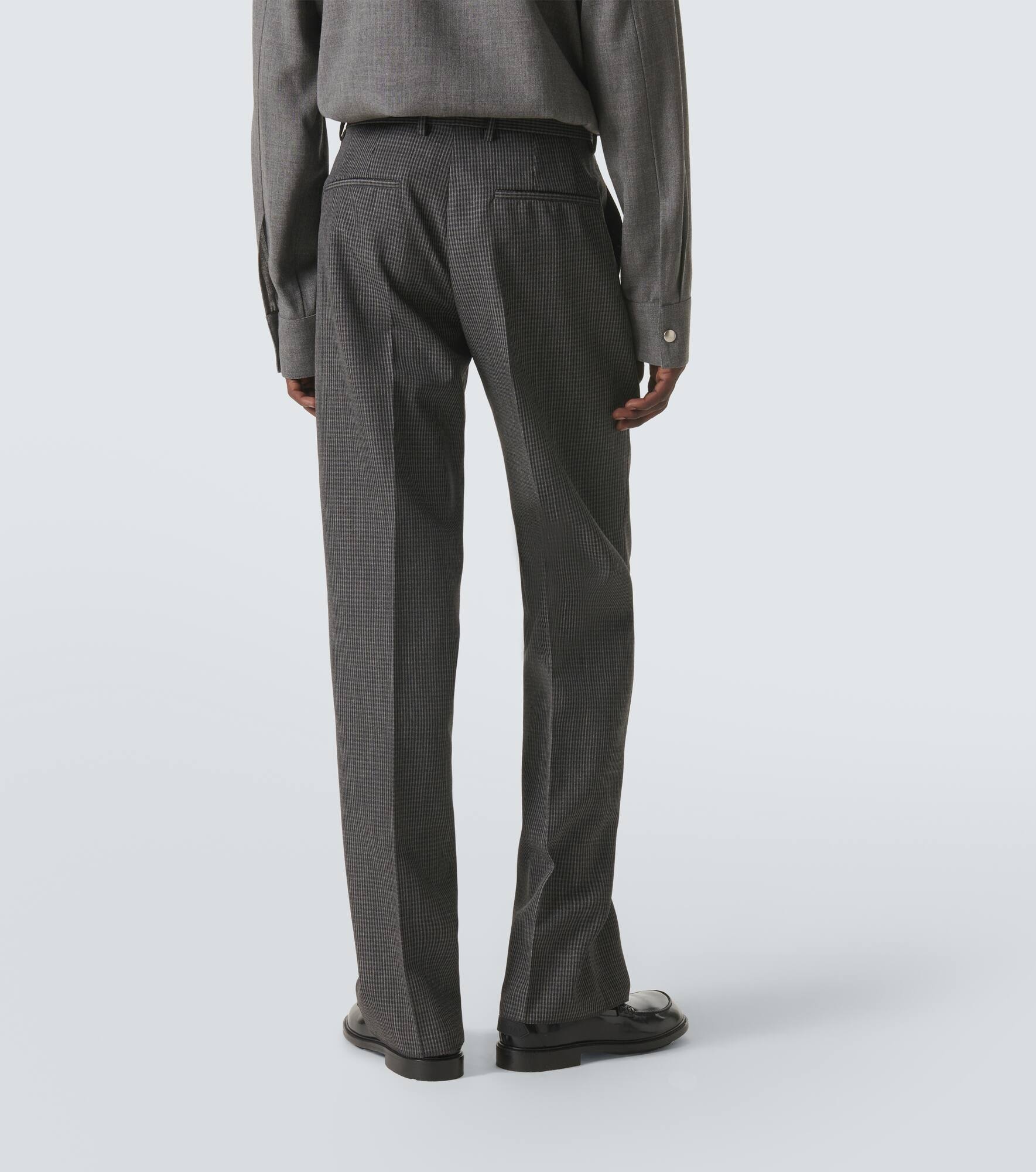 Checked virgin wool straight pants - 4