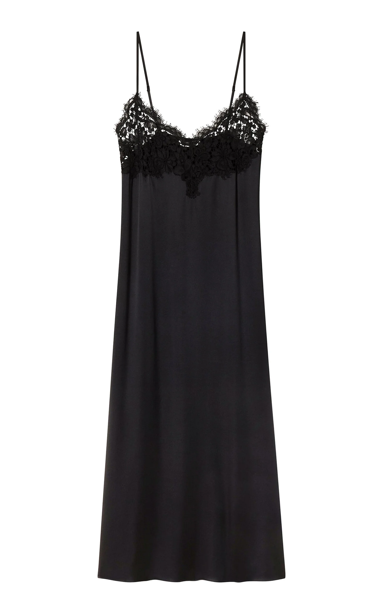 Lace Silk Satin Slip Dress black - 1