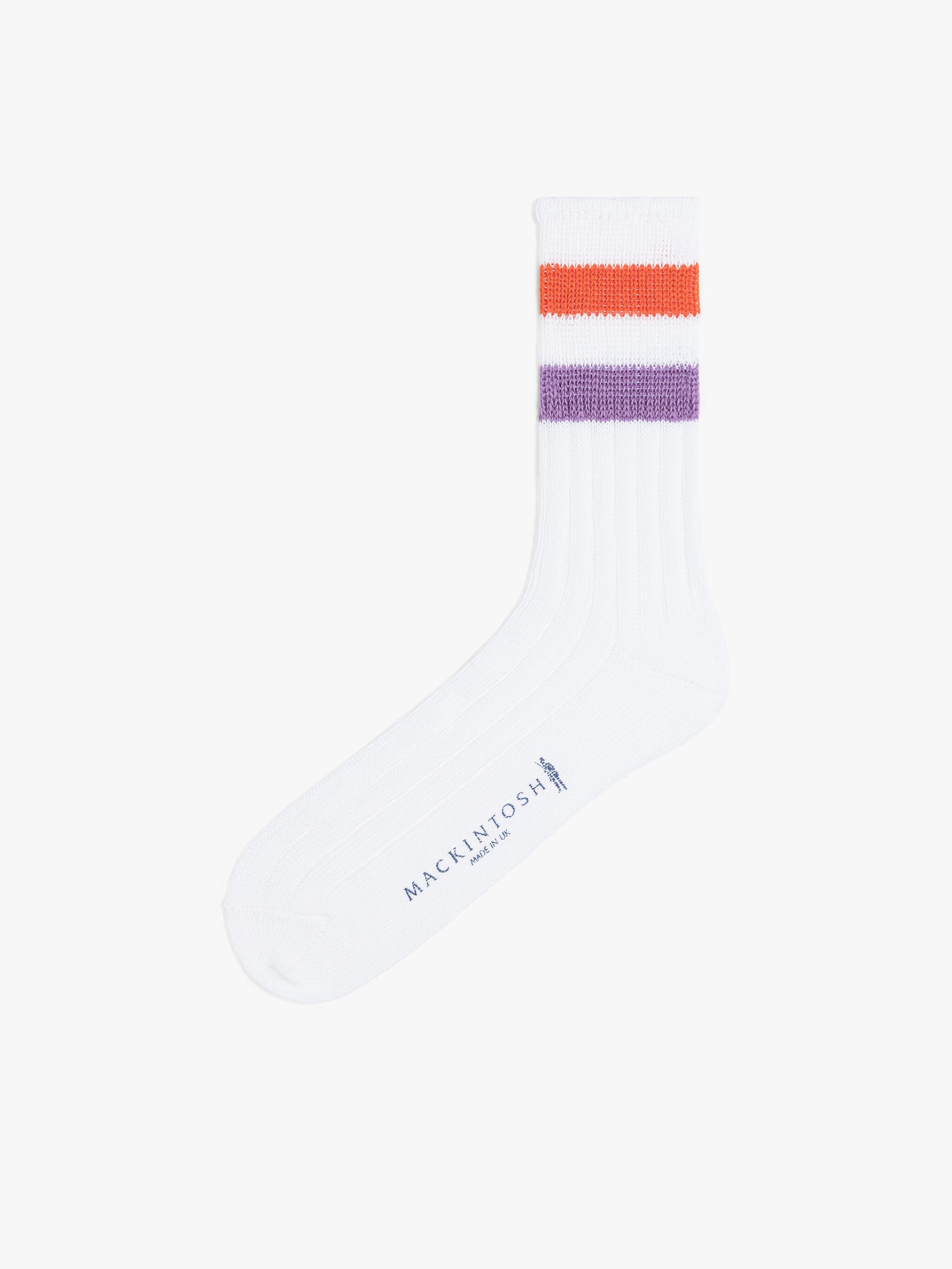 ORANGE & PURPLE STRIPED COTTON SOCKS - 1