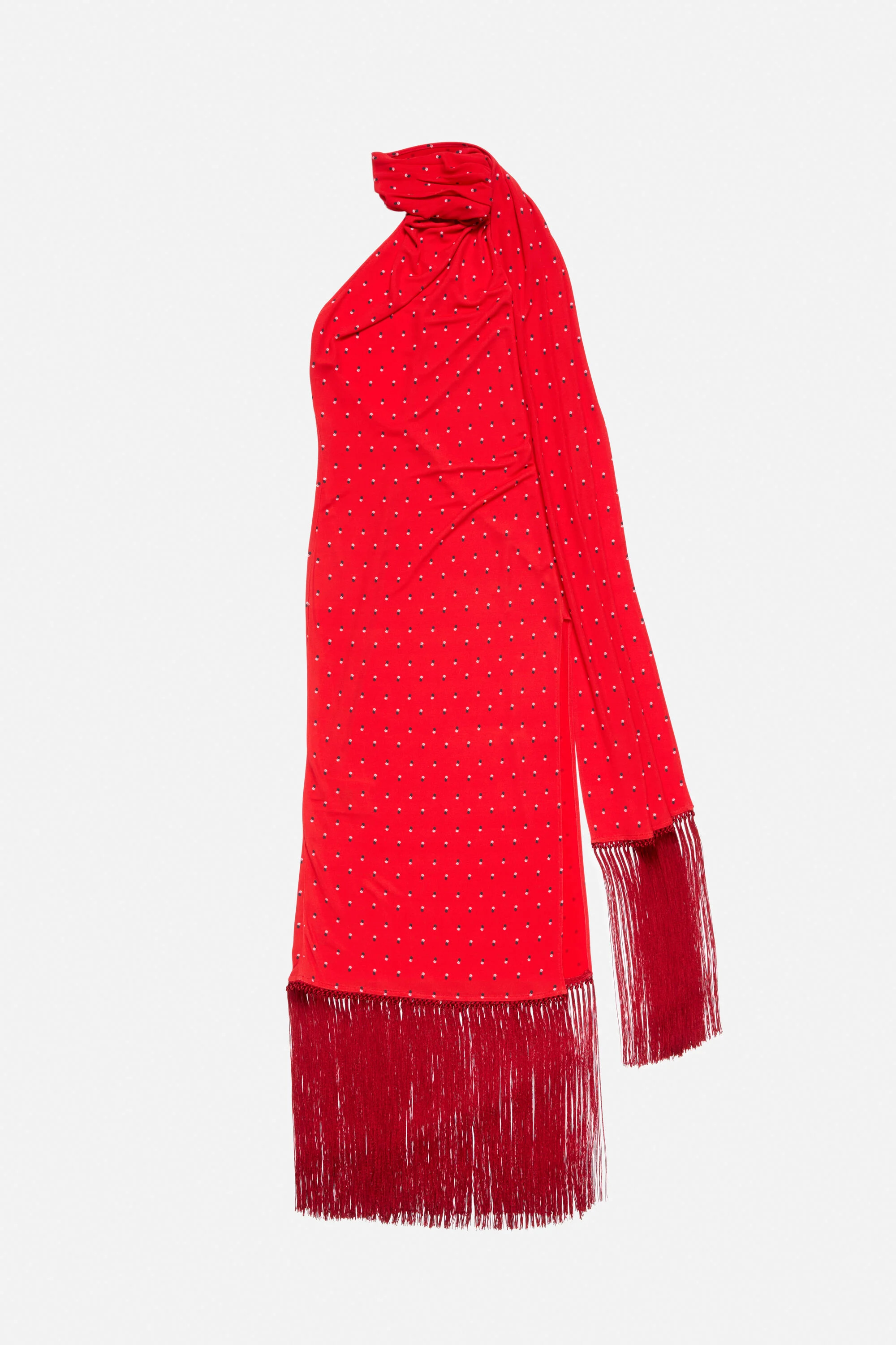 Draped satin dress - Red - 6