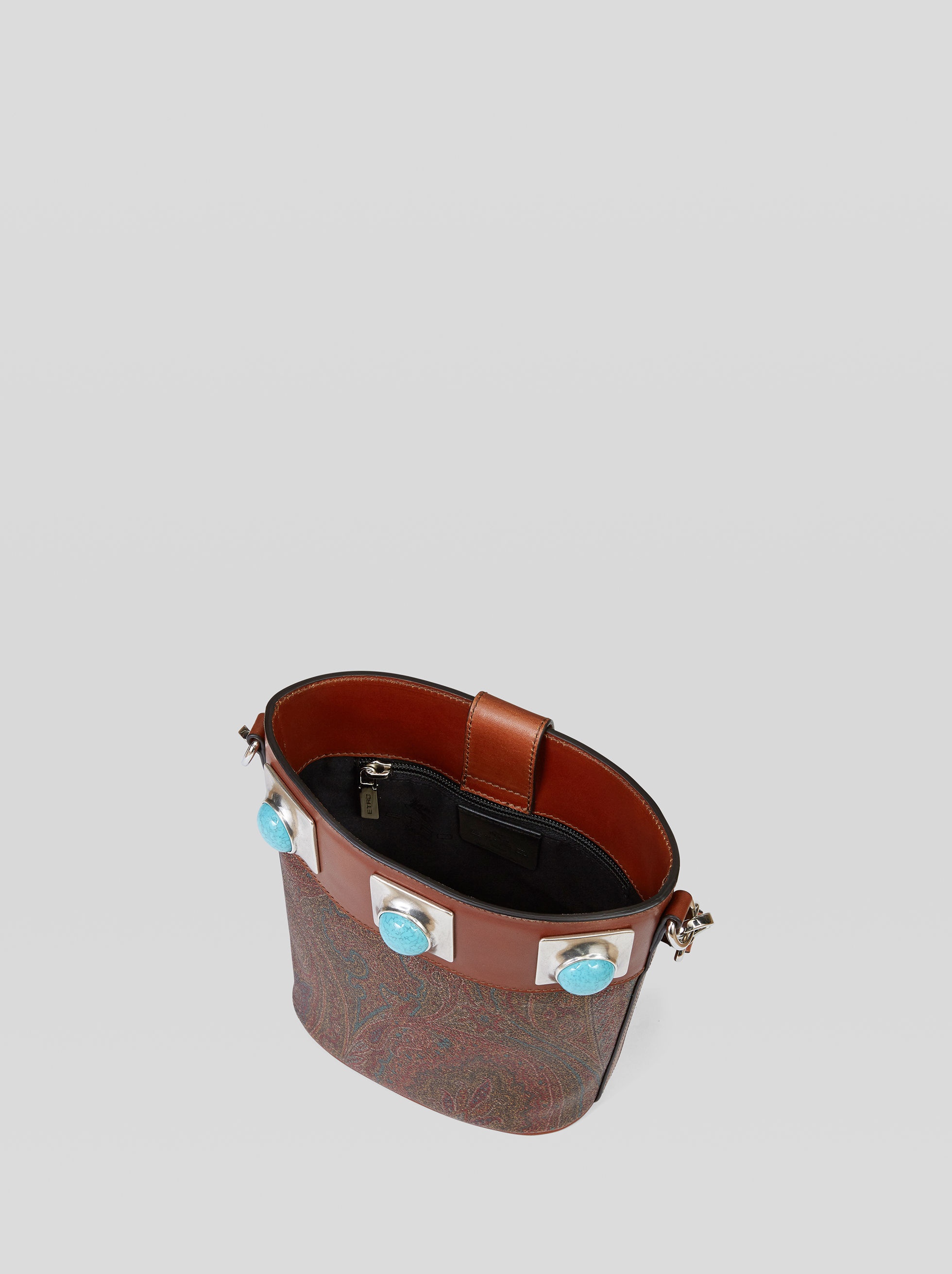 CROWN ME PAISLEY BUCKET BAG WITH TURQUOISE STUDS - 4