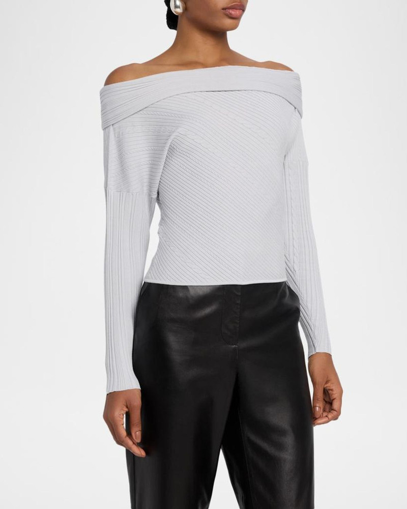 Eboni Cable-Knit Off-The-Shoulder Sweater 4