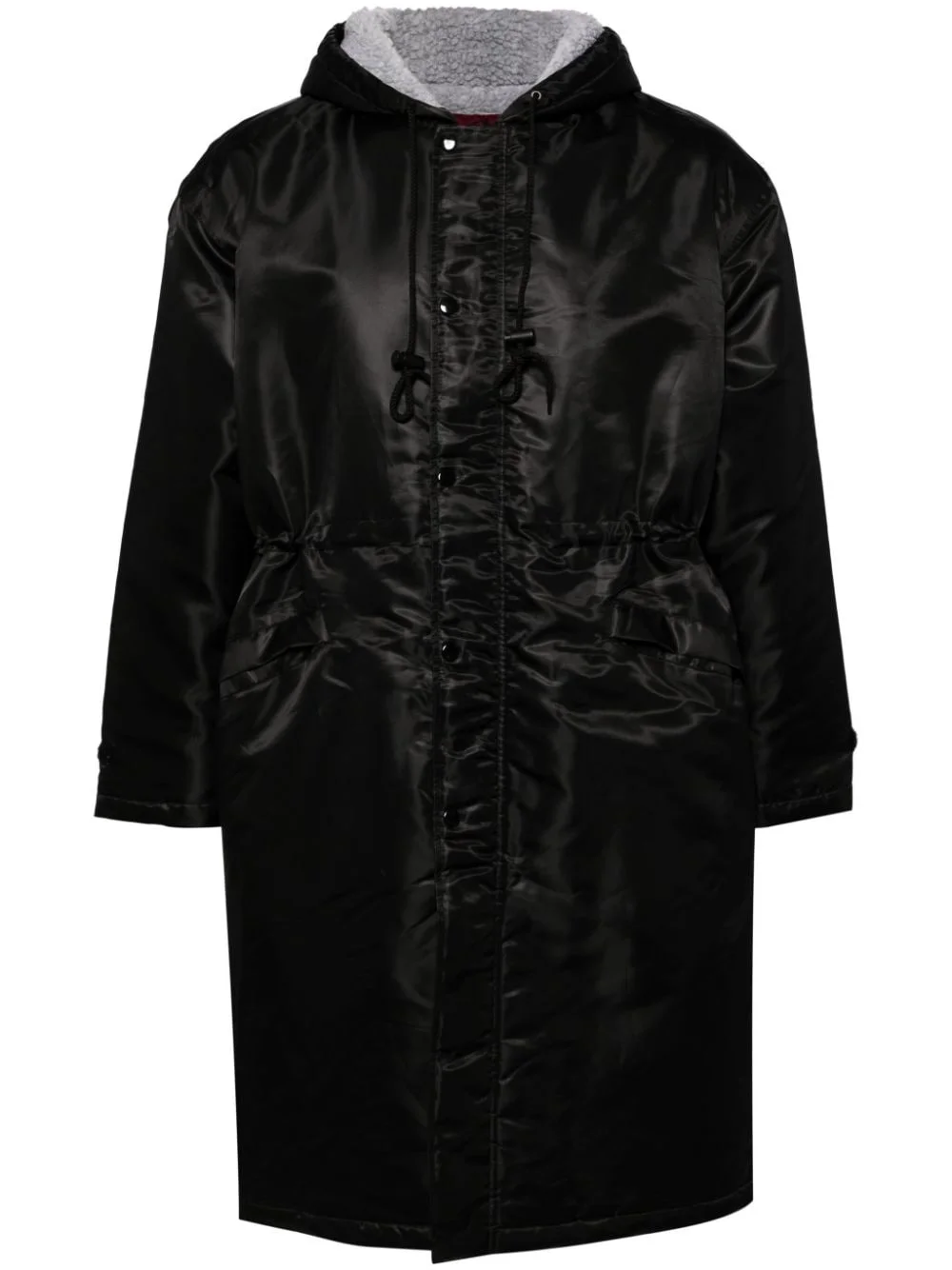 logo-print hooded coat - 1