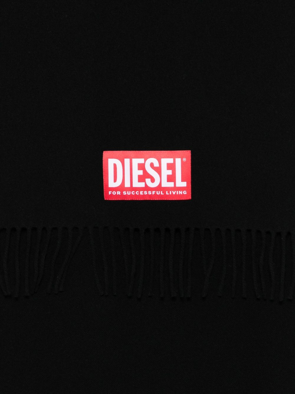 logo-label fringed scarf - 2