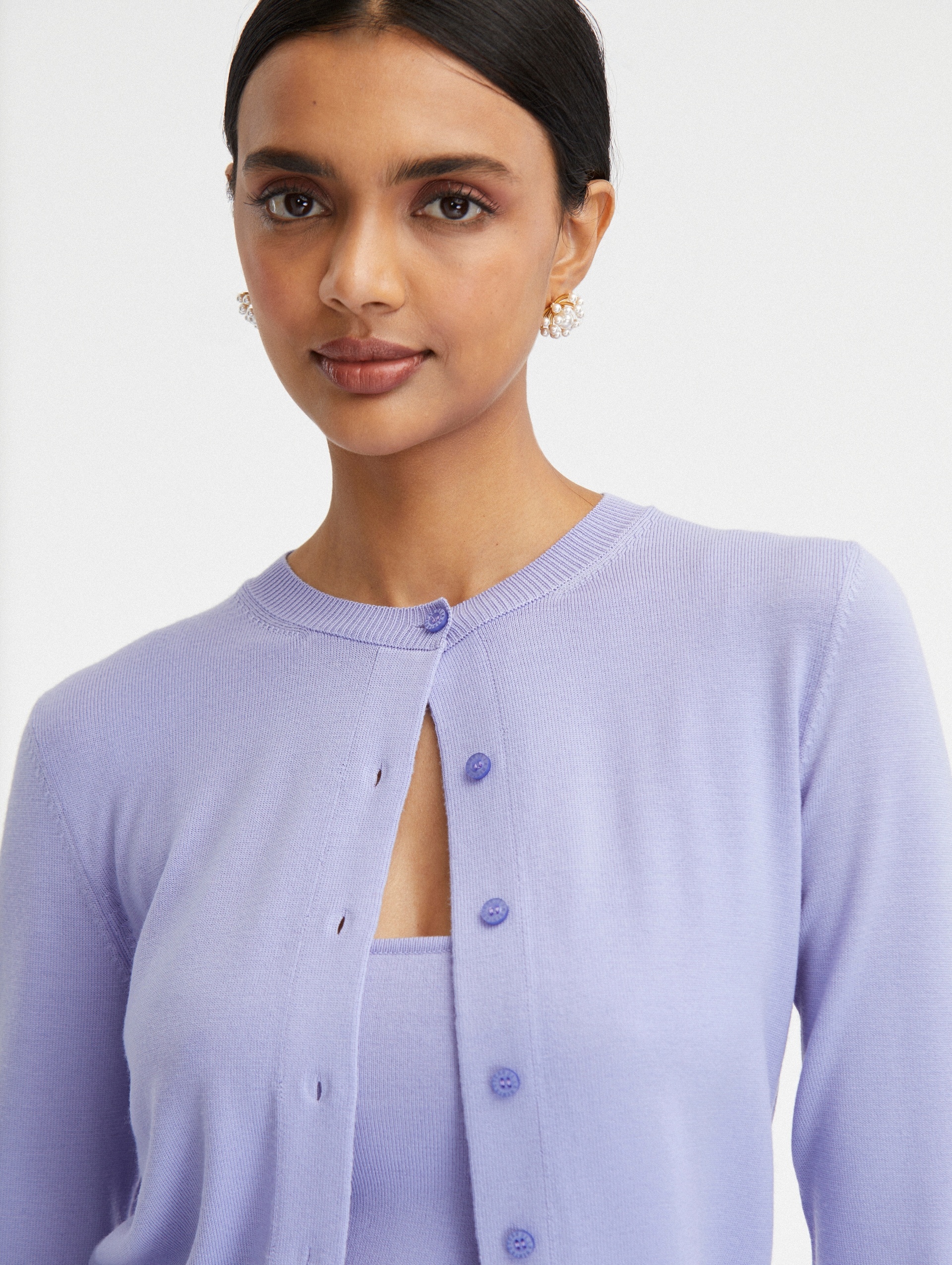 BUTTON FRONT WISTERIA CARDIGAN - 5