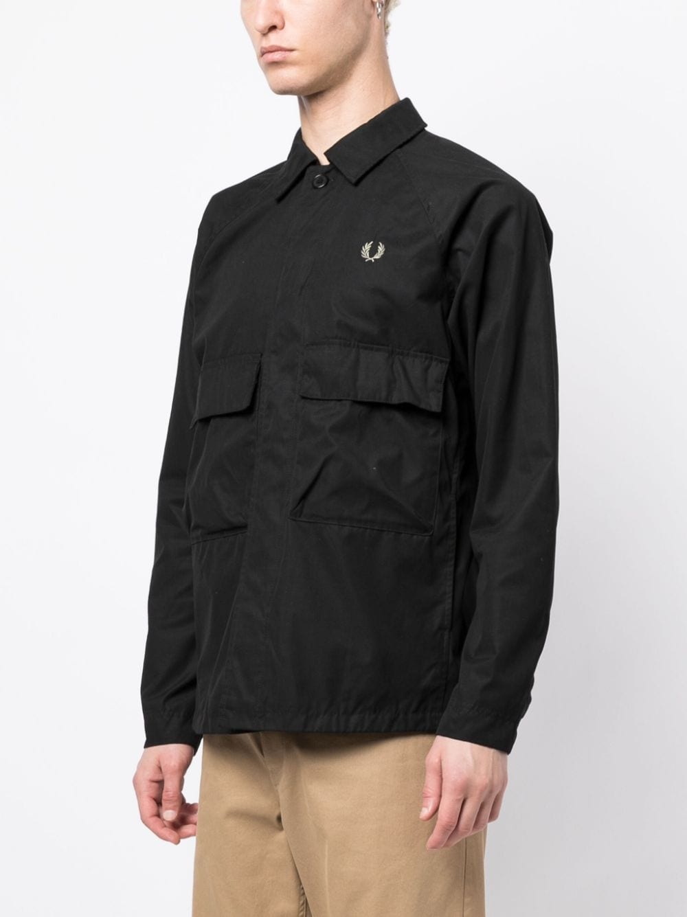 Fred Perry embroidered-logo long-sleeve jacket | REVERSIBLE