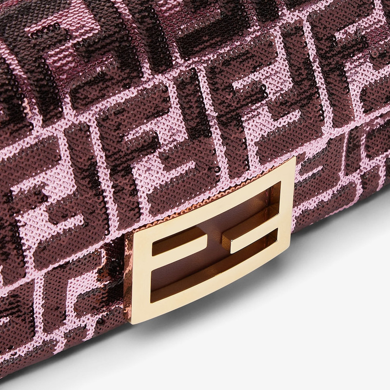 Baguette® Mini Pink and burgundy FF sequin bag 5
