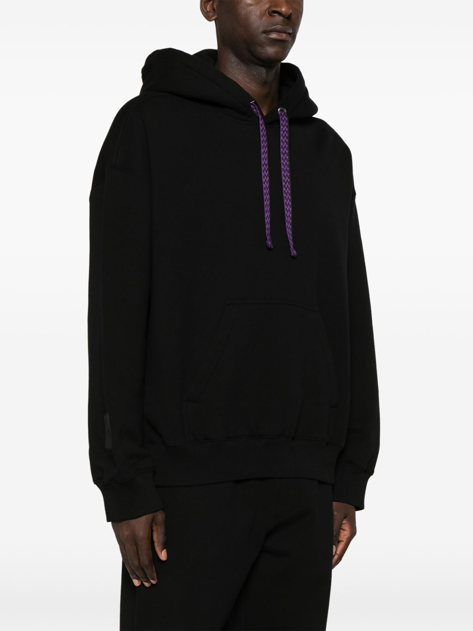 Black Logo-Embroidered Cotton Hoodie - 4