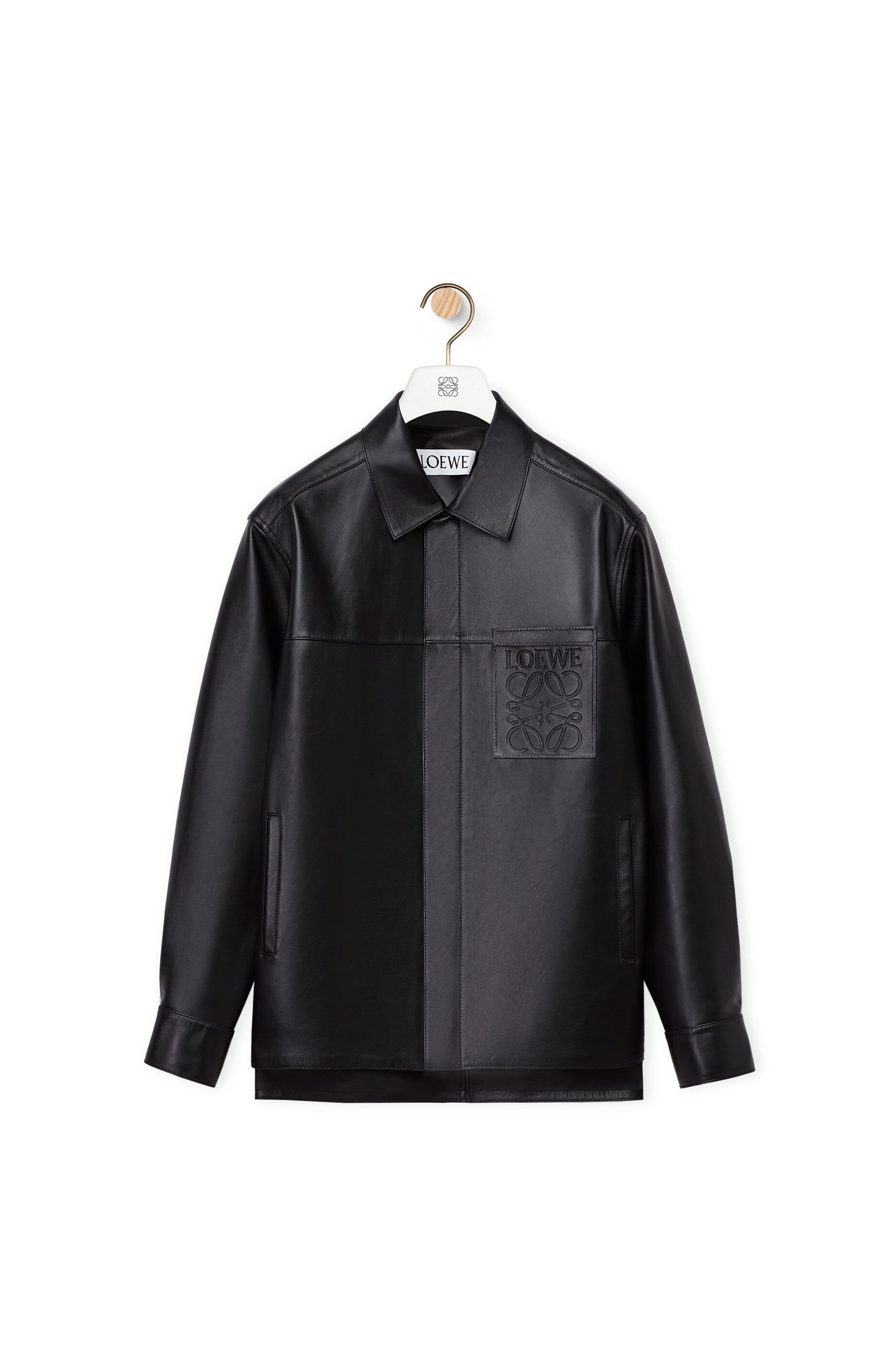 Zip-up overshirt in nappa lambskin - 1