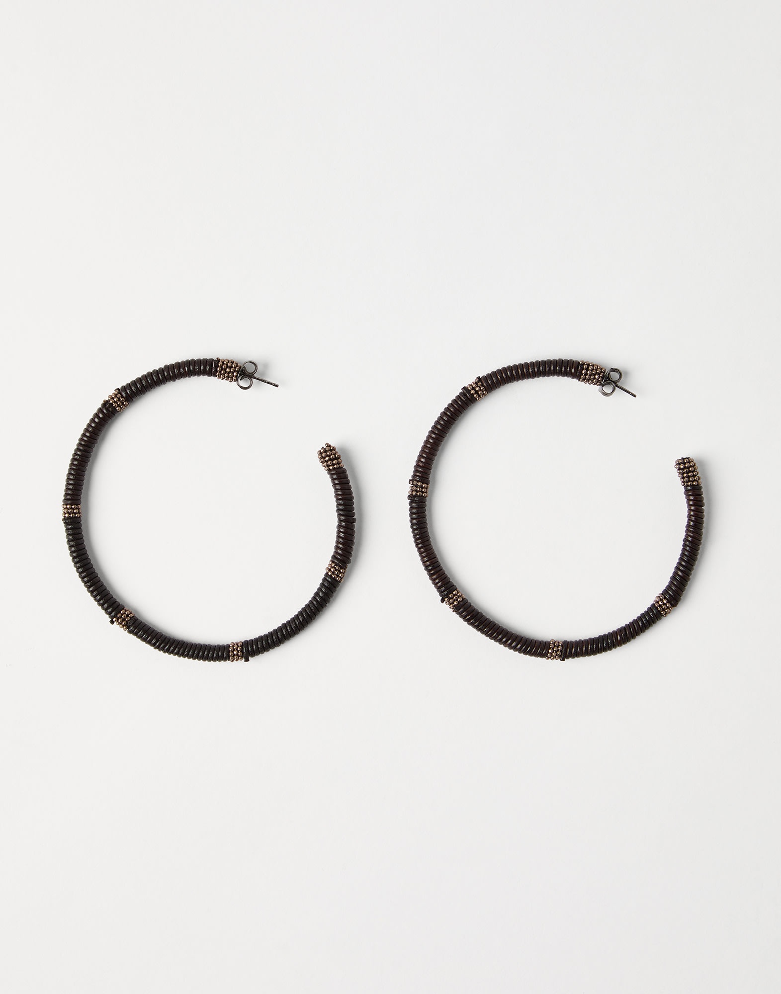 Wrapped leather hoop earrings with monili - 1