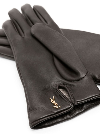 SAINT LAURENT Cassandre leather gloves outlook