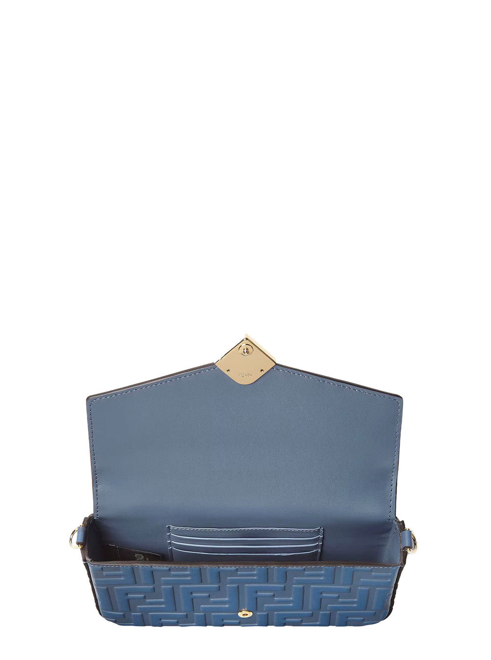 Fendi Women Blue Mini Bag With Chain-Link Shoulder Strap And All-Over Ff Embossed Motif In Leather W - 4