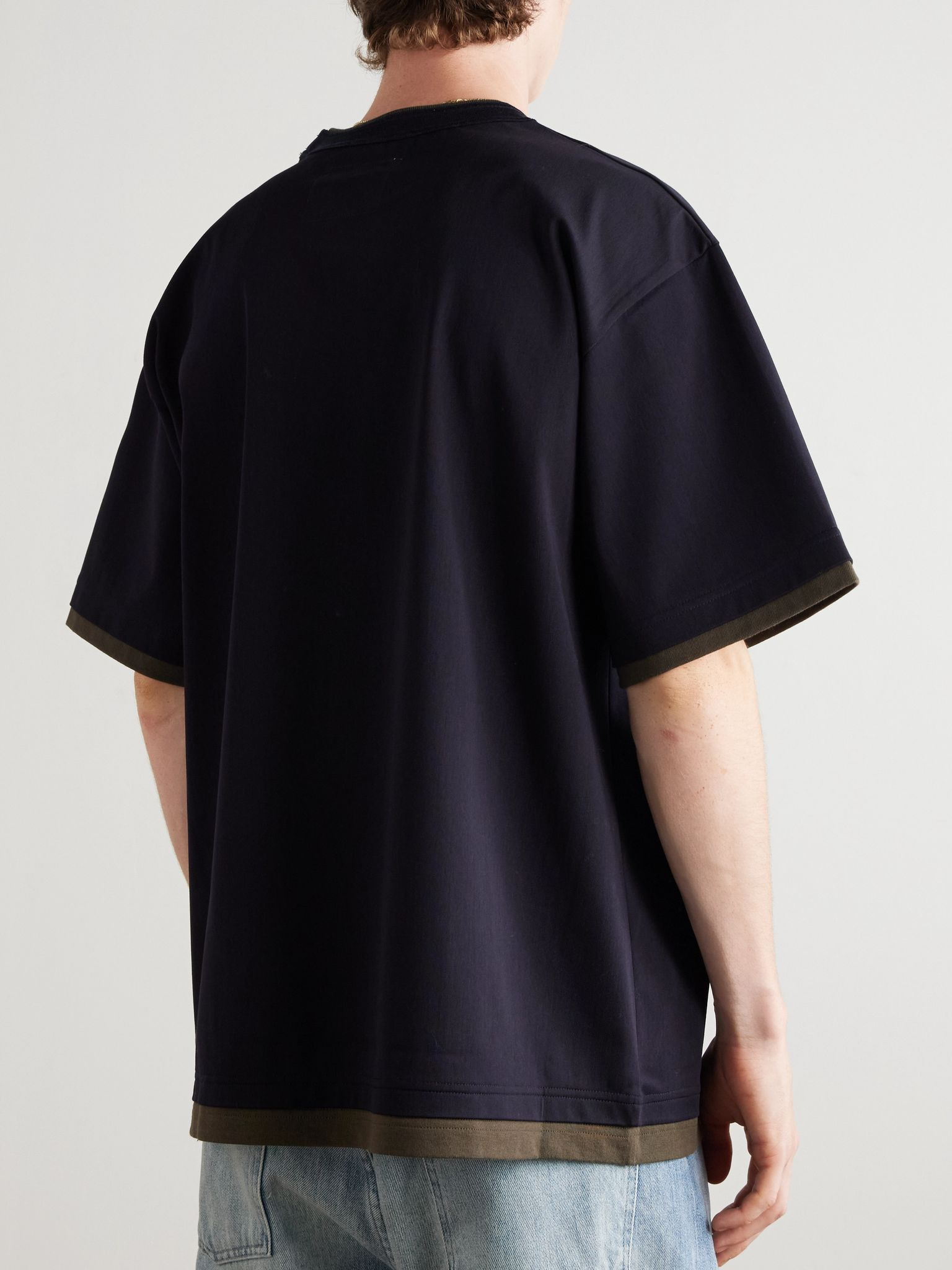 Layered Cotton-Jersey T-Shirt Navy - 3