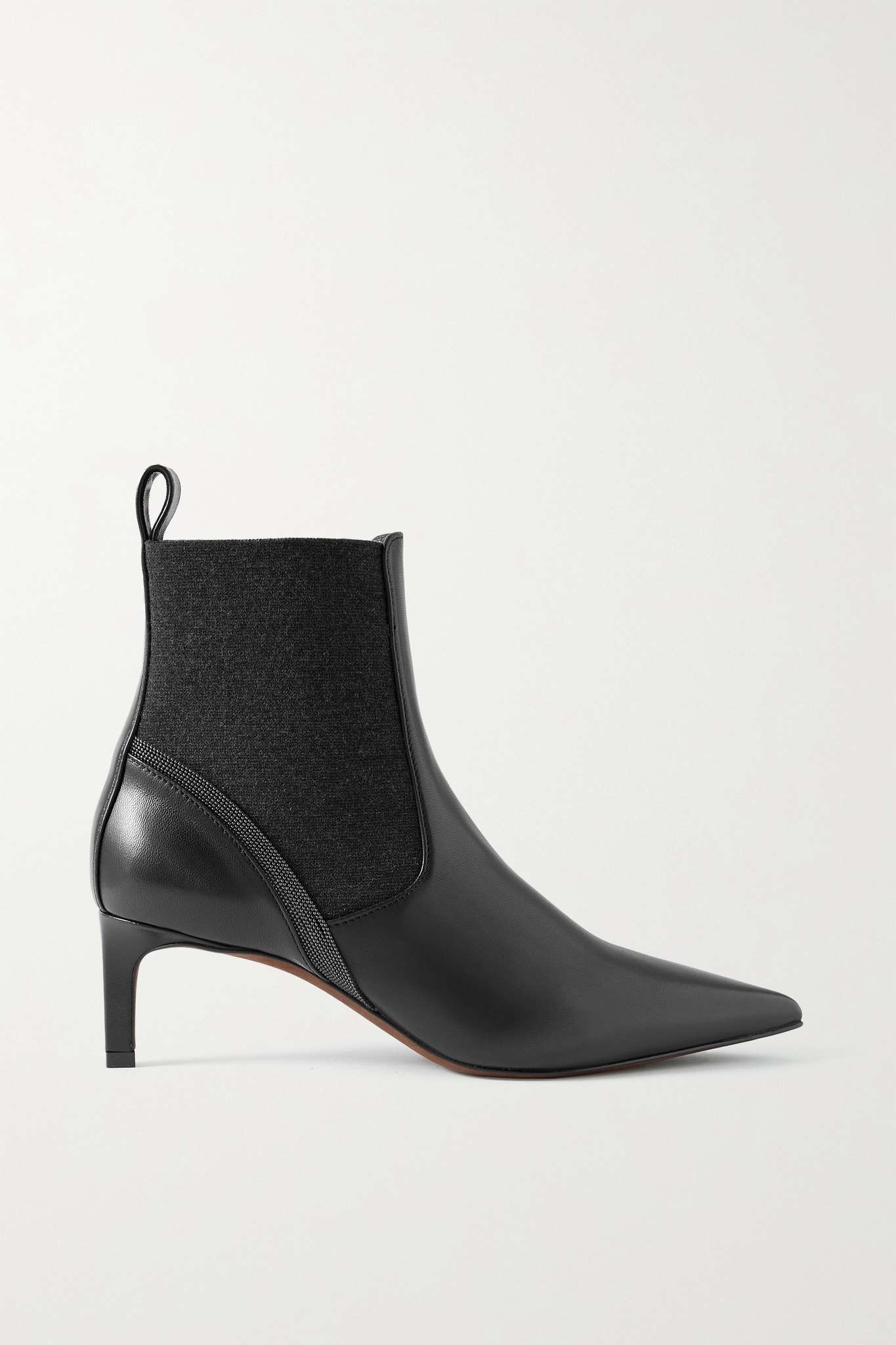 Bead-embellished suede and cashmere Chelsea boots - 1