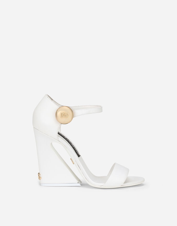 Nappa leather sandals with geometric heel - 1