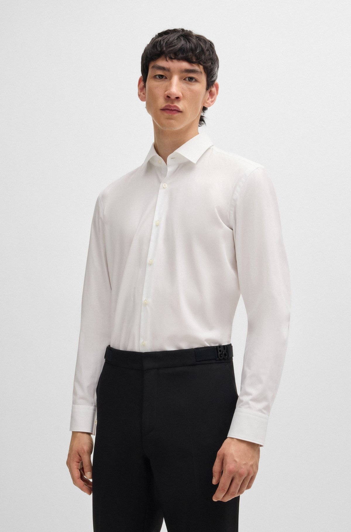 SLIM-FIT SHIRT IN EASY-IRON COTTON POPLIN - 2