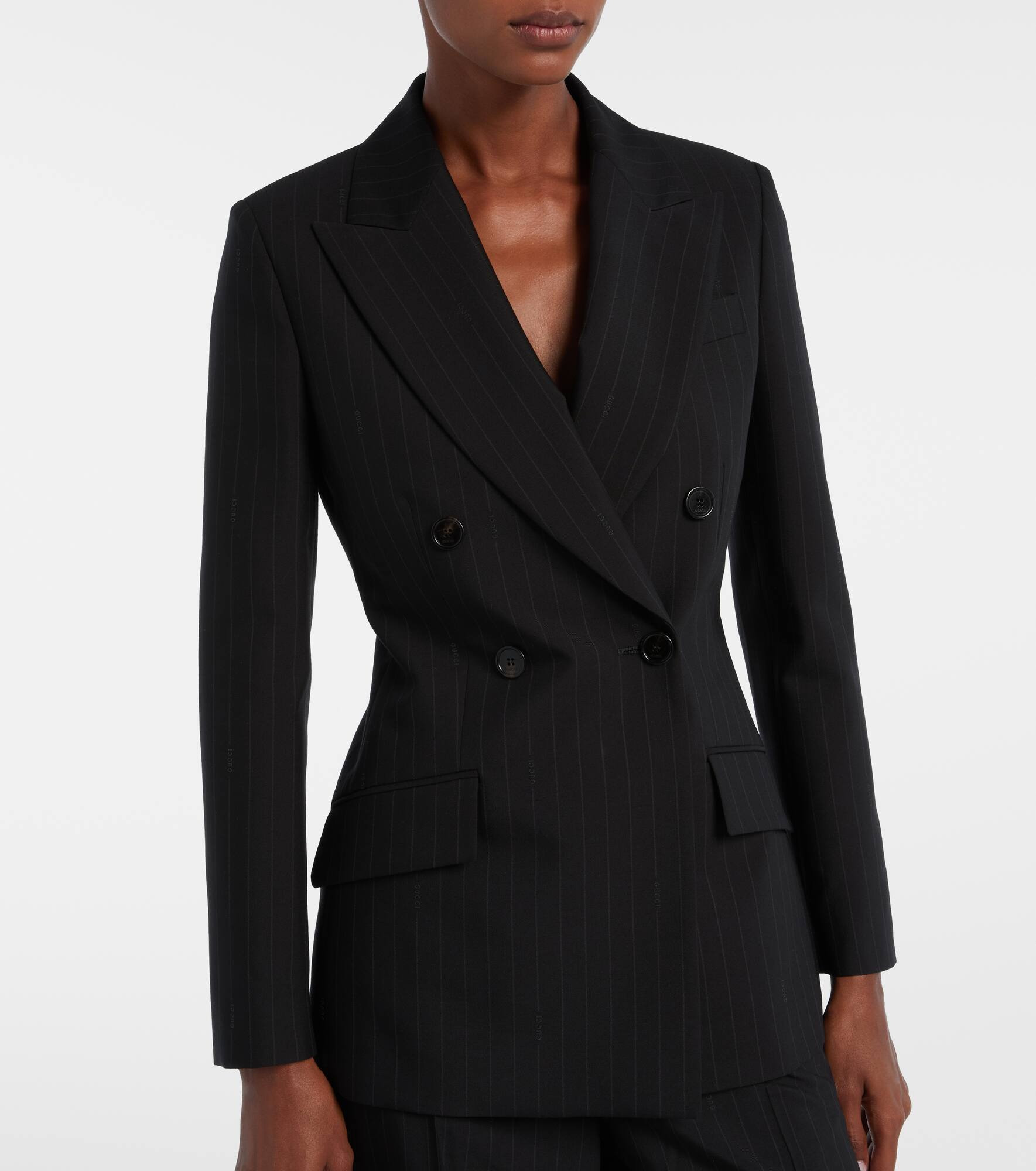 Pinstripe wool blazer - 6