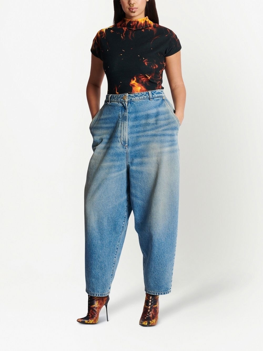 high-waisted tapered jeans - 6