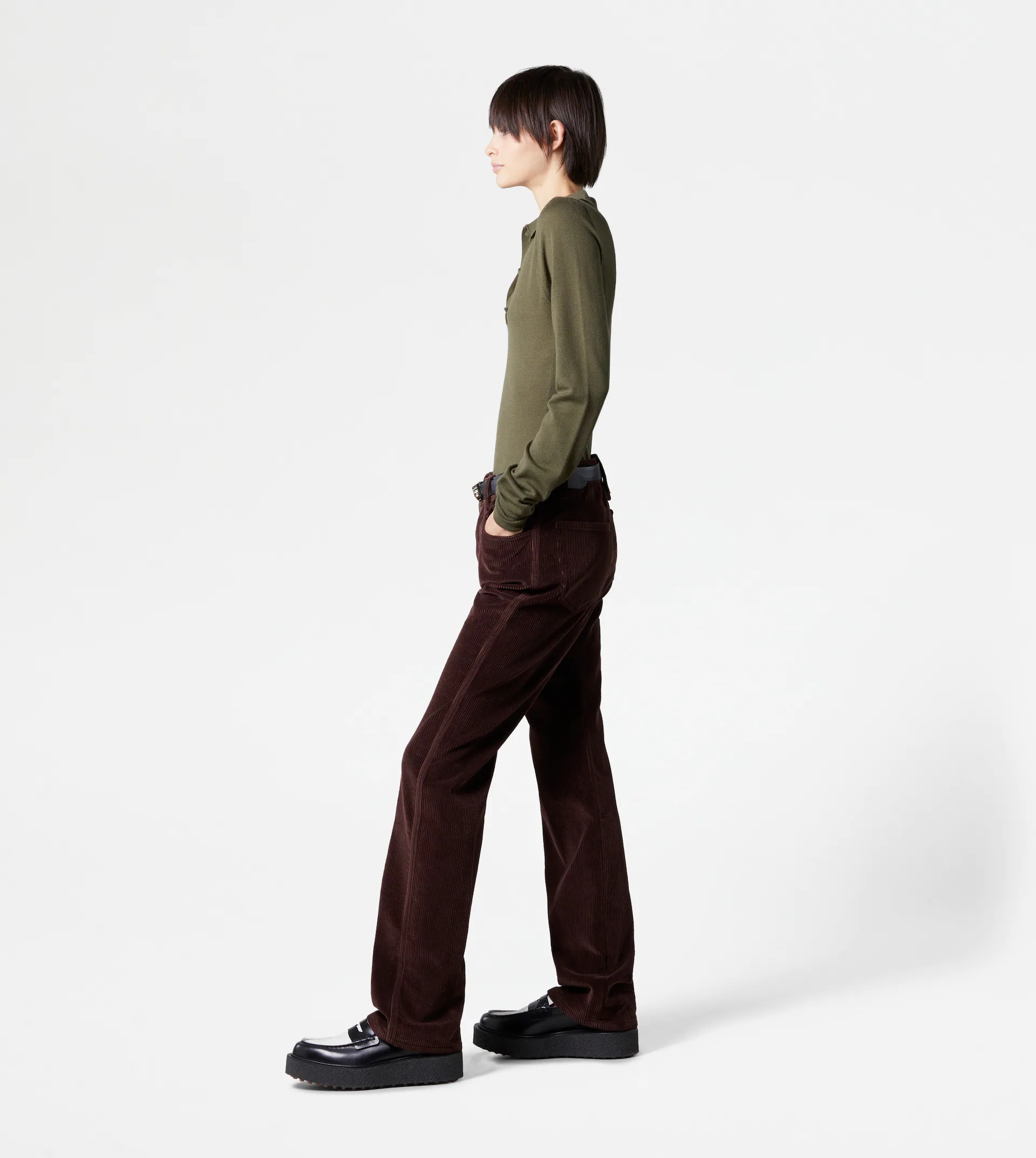 5-POCKET TROUSERS IN VELVET - BROWN - 4