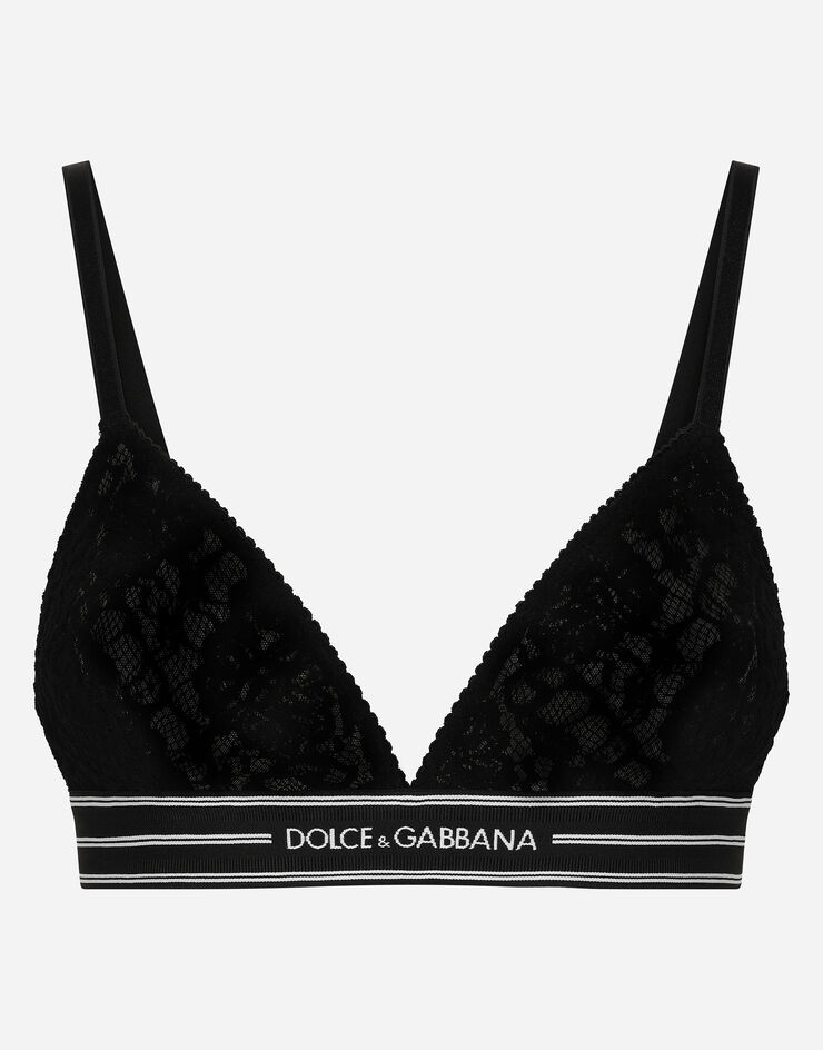 Non-underwired lace bra with branded elastic - 1