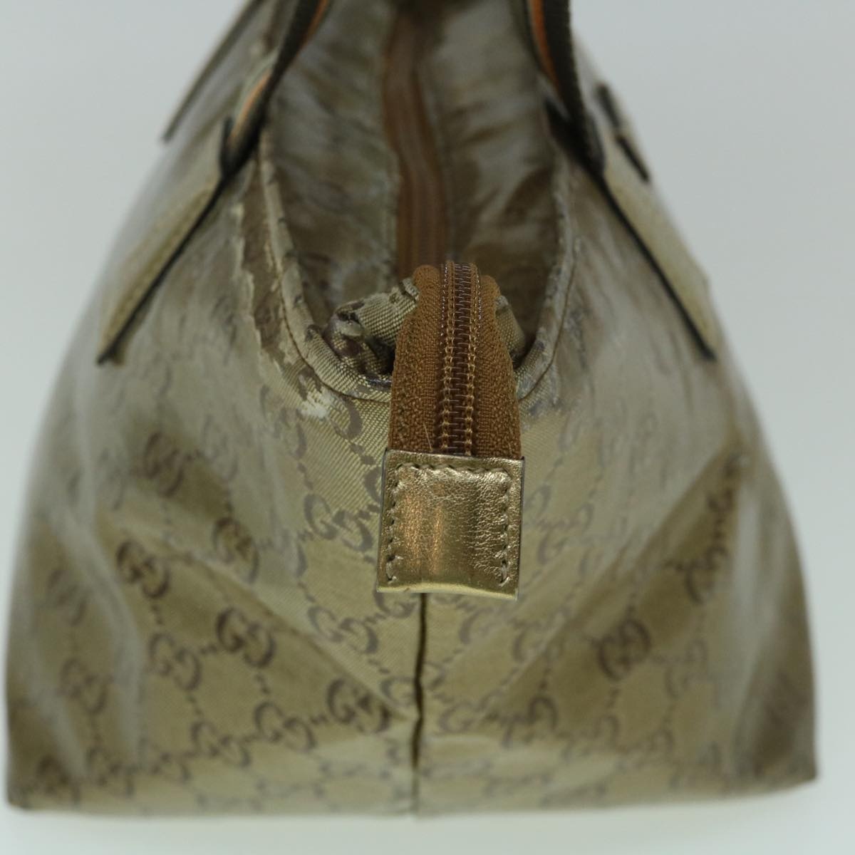GUCCI GG Crystal Sherry Line Tote Bag Gold Tone Brown Gray - 4