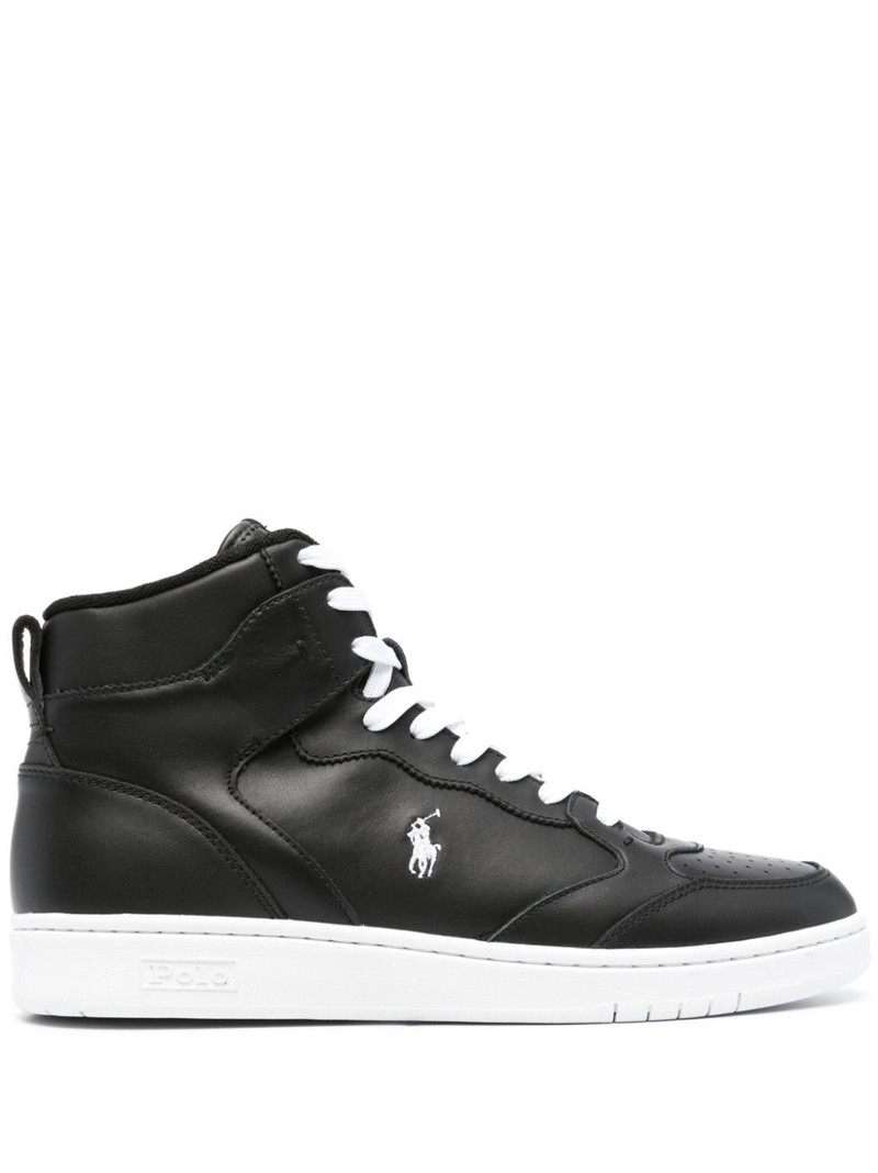 logo-embroidered high-top sneakers 1