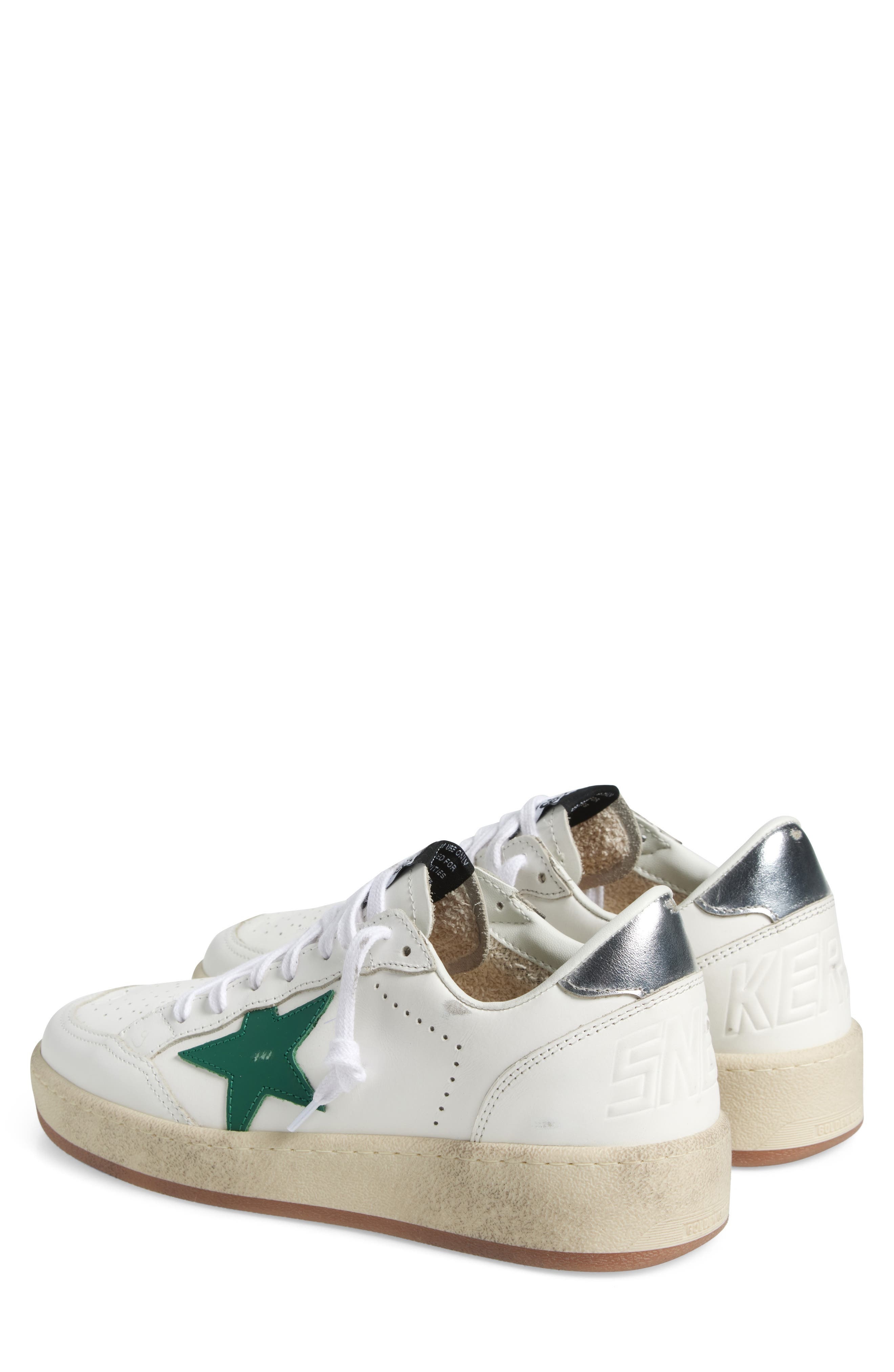 Golden Goose Ball Star 2 Low Top Sneaker in White/Green/Silver at Nordstrom - 2