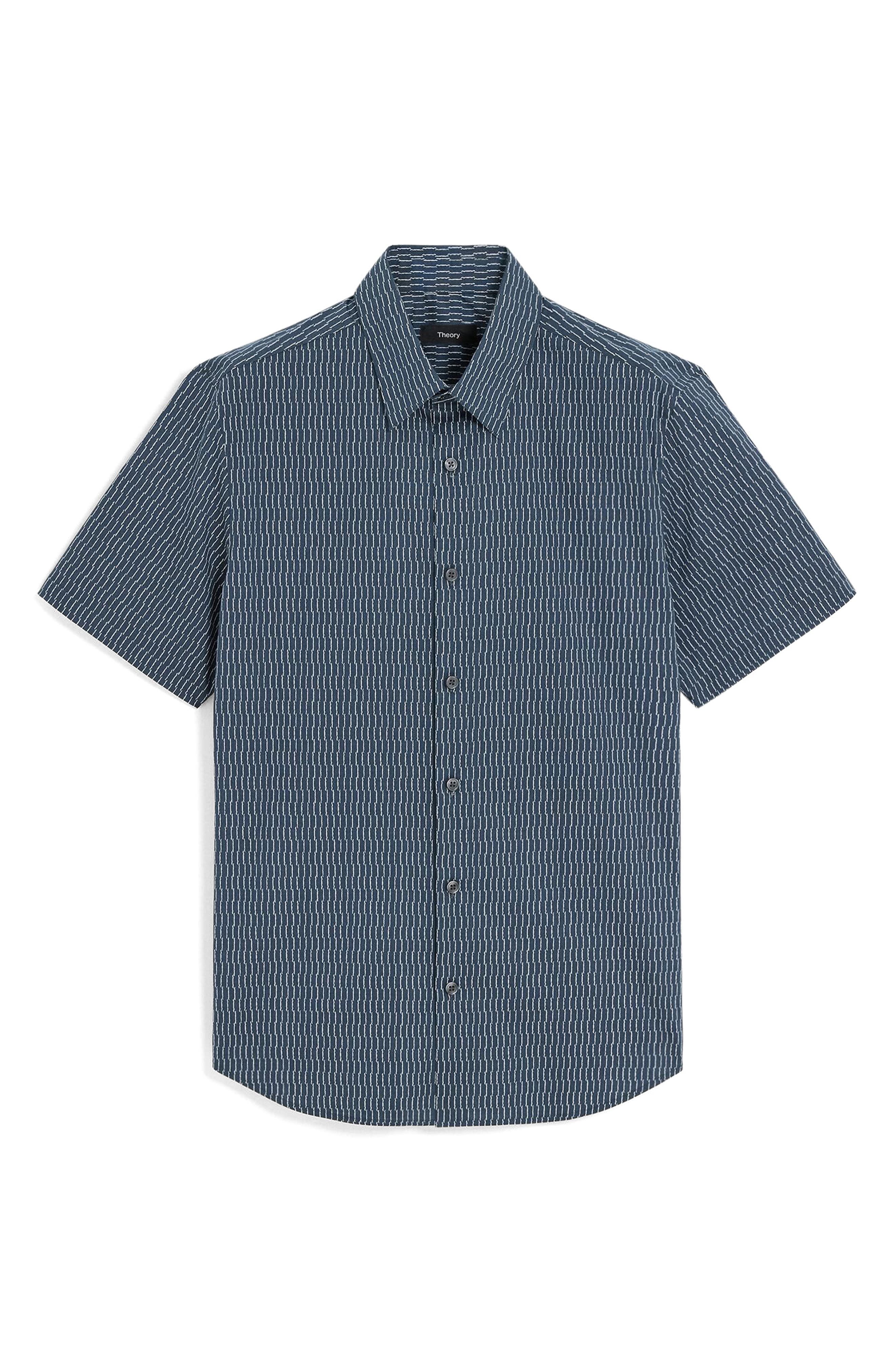 Theory Irving Short Sleeve Button-Up Shirt in Blatic/fog at Nordstrom - 5