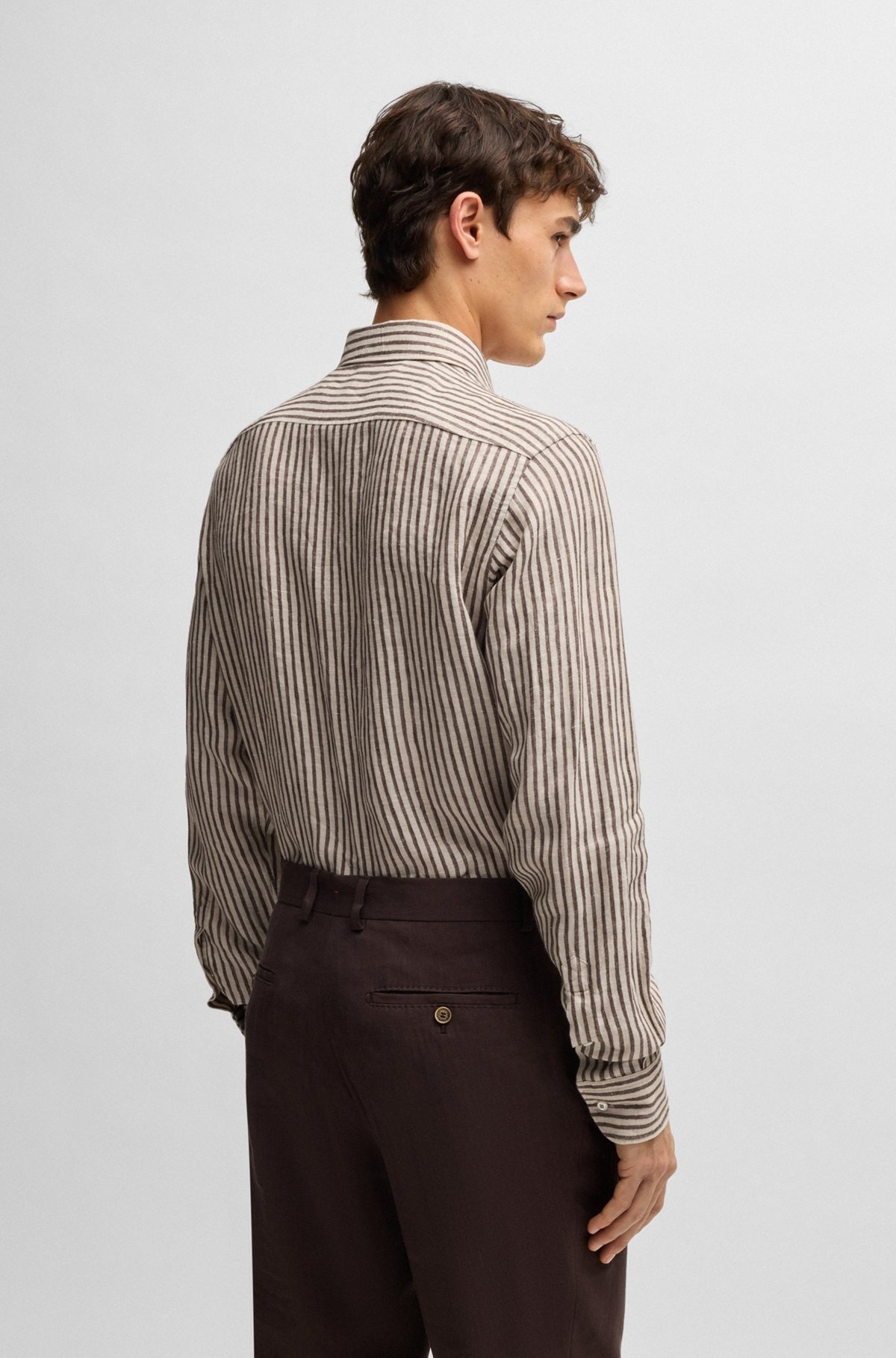 REGULAR-FIT SHIRT IN STRIPED ITALIAN-MADE LINEN - 5