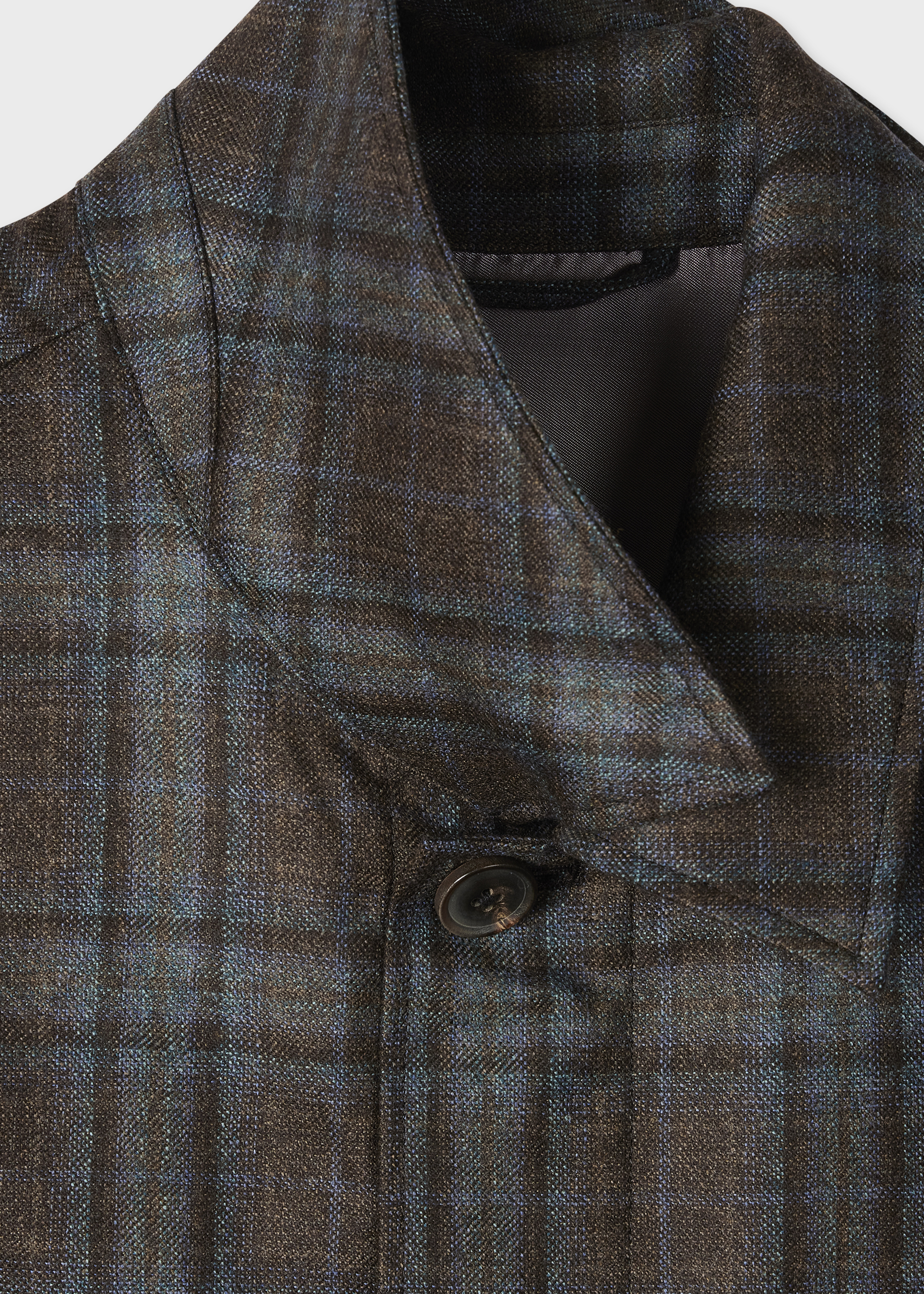 Brown Check Wool Overshirt - 2
