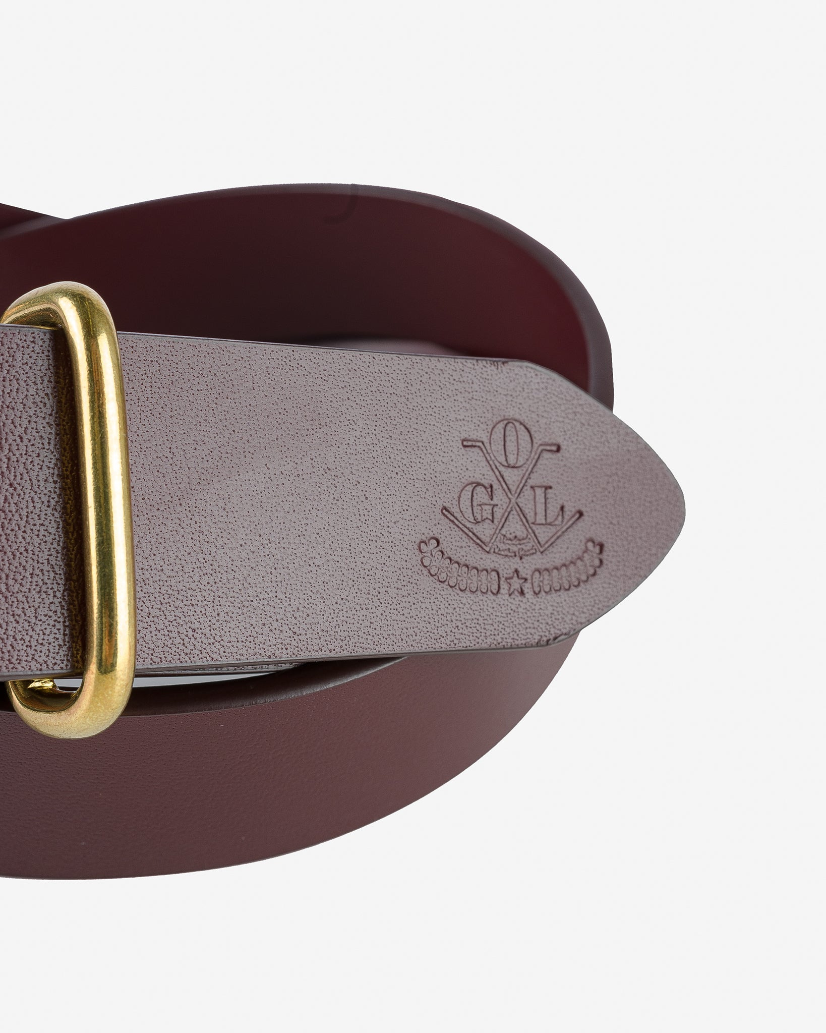 OGL-BELT-FULL-ROLL-BRN OGL Single Prong Brass Roller Buckle Leather Belt - Full Dyed Brown - 2