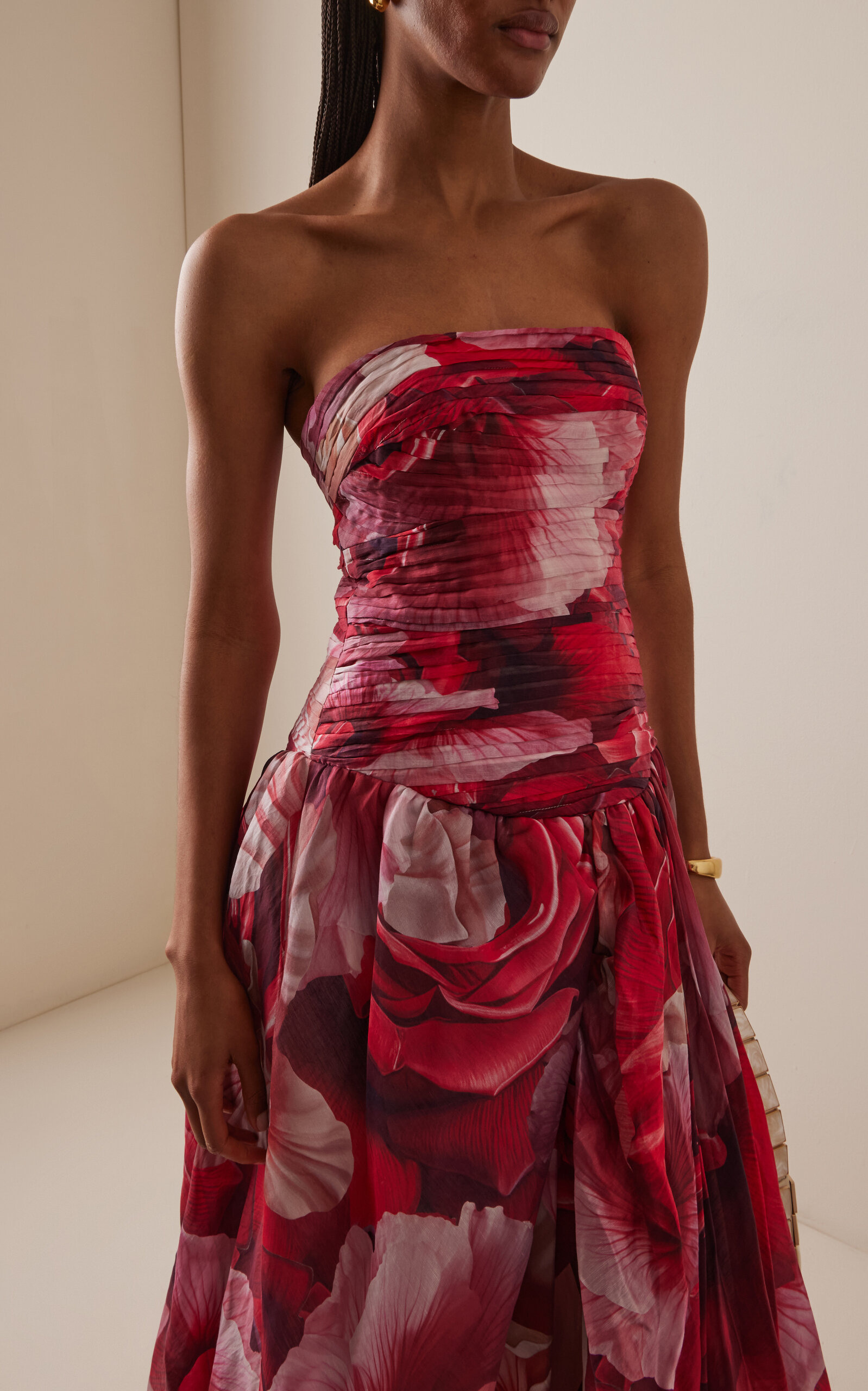 Flora Ruched Drop-Waist Gown floral - 3