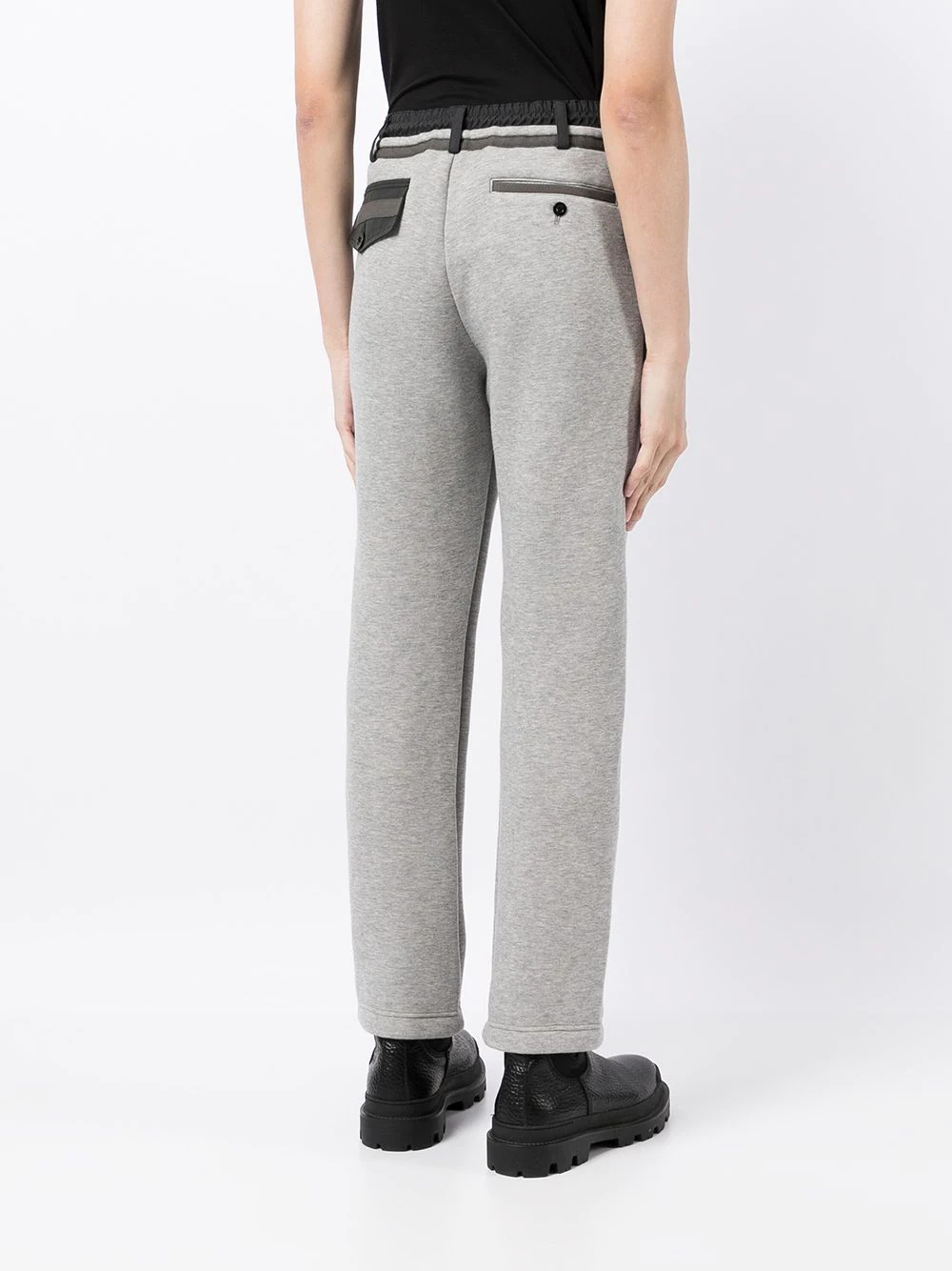 two-tone straight-leg trousers - 4