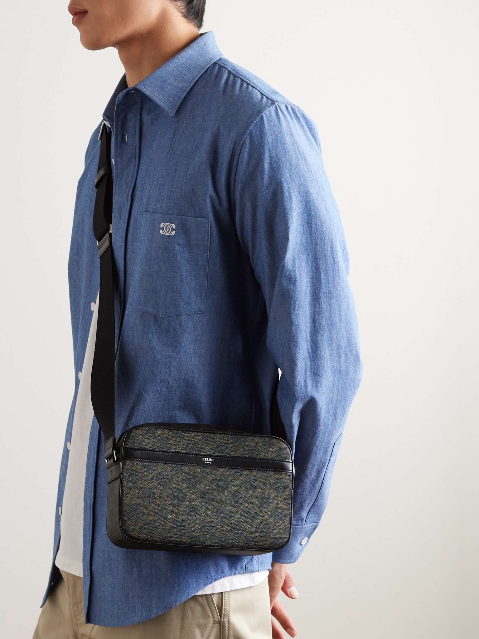 Triomphe Leather-Trimmed Monogrammed Coated-Canvas Messenger Bag - 2