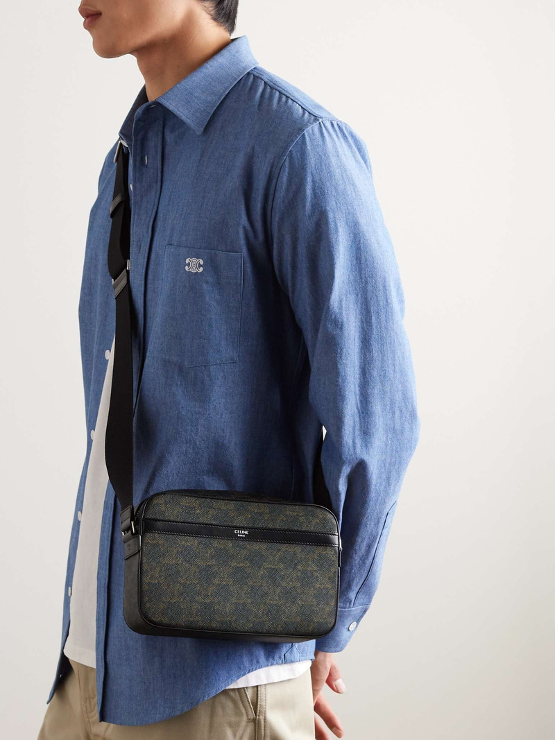 CELINE Triomphe Leather-Trimmed Monogrammed Coated-Canvas Messenger Bag outlook