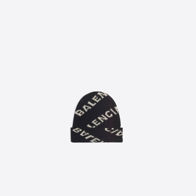 BALENCIAGA Men's Allover Logo Beanie in Black outlook