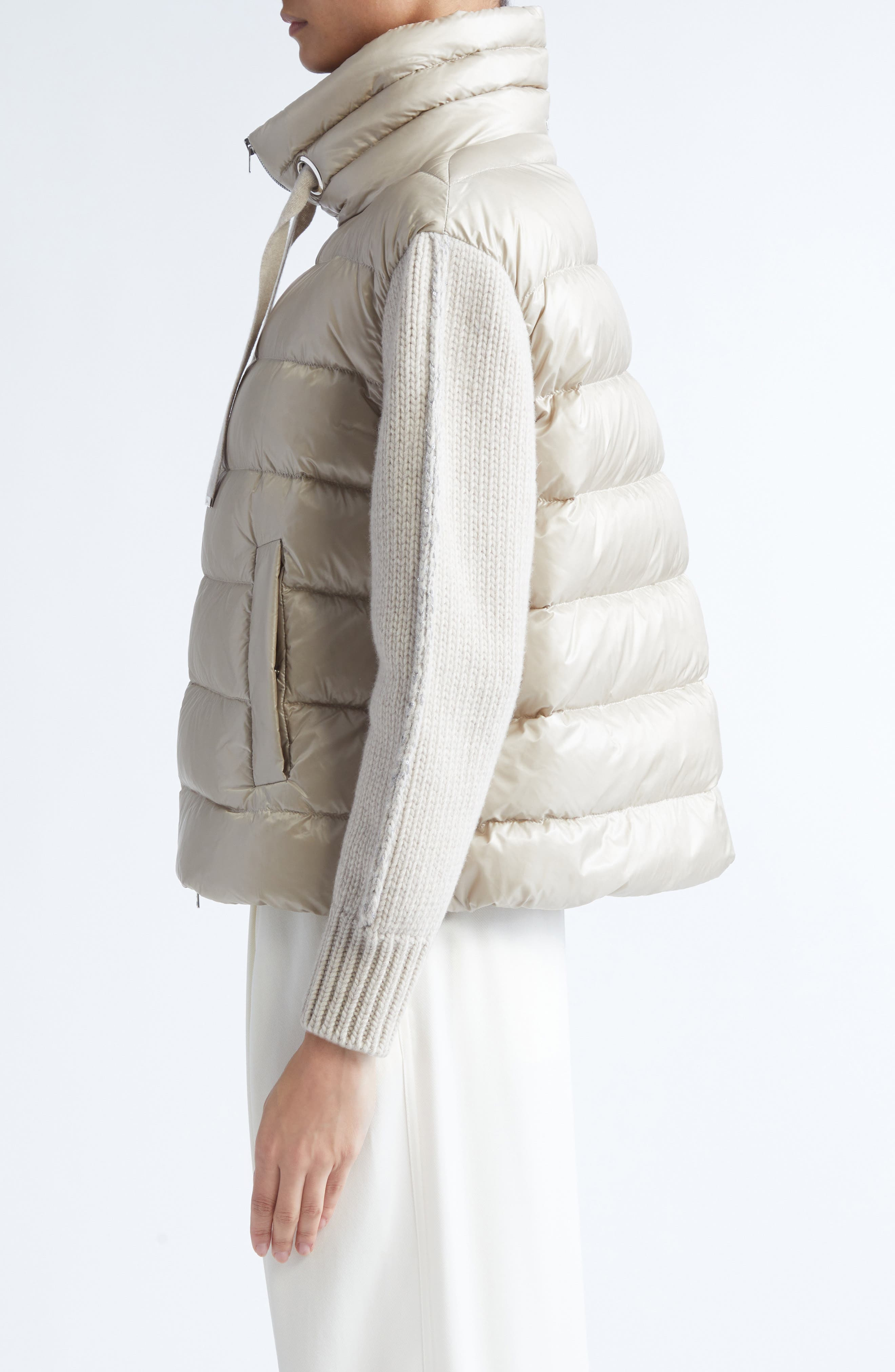Herno Wool Knit & Ultralight Nylon Puffer Jacket in Chantilly at Nordstrom - 3