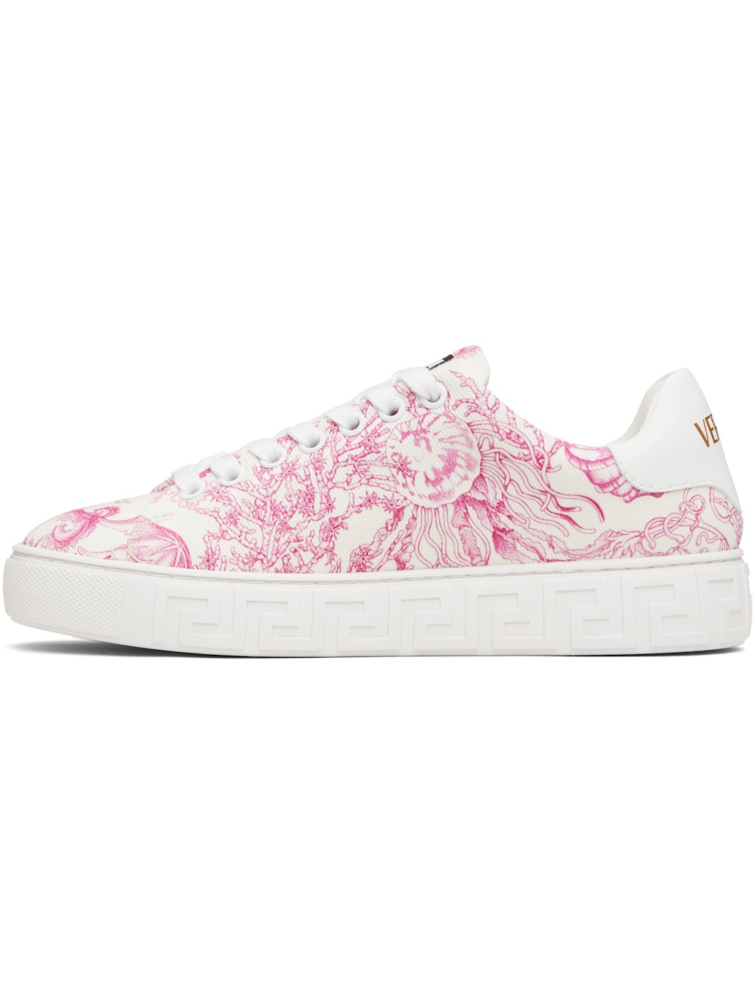 Off-White & Pink Underwater Barocco Greca Sneakers - 3