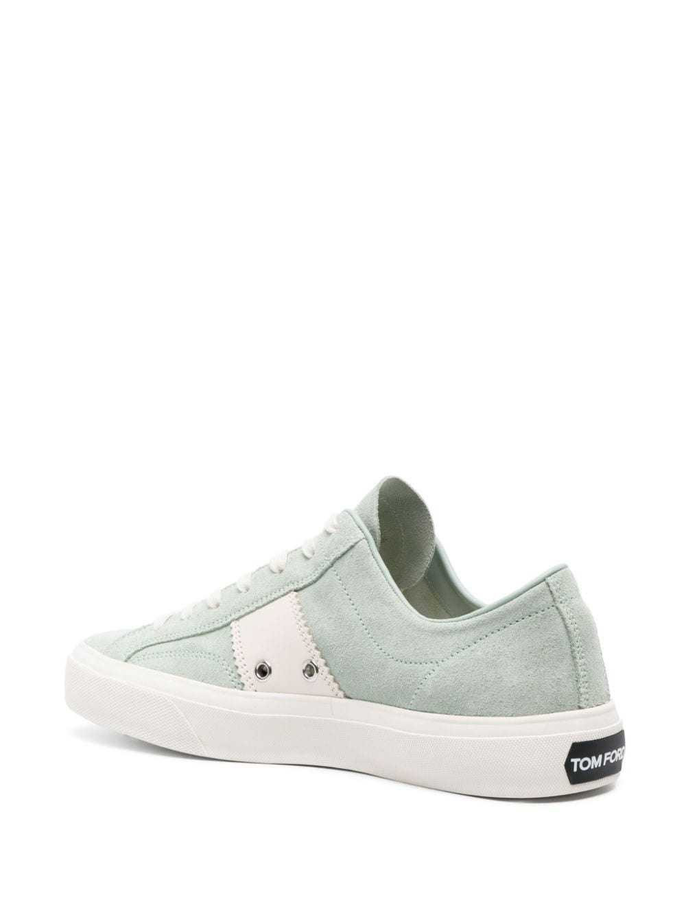 panelled lace-up suede sneakers - 3