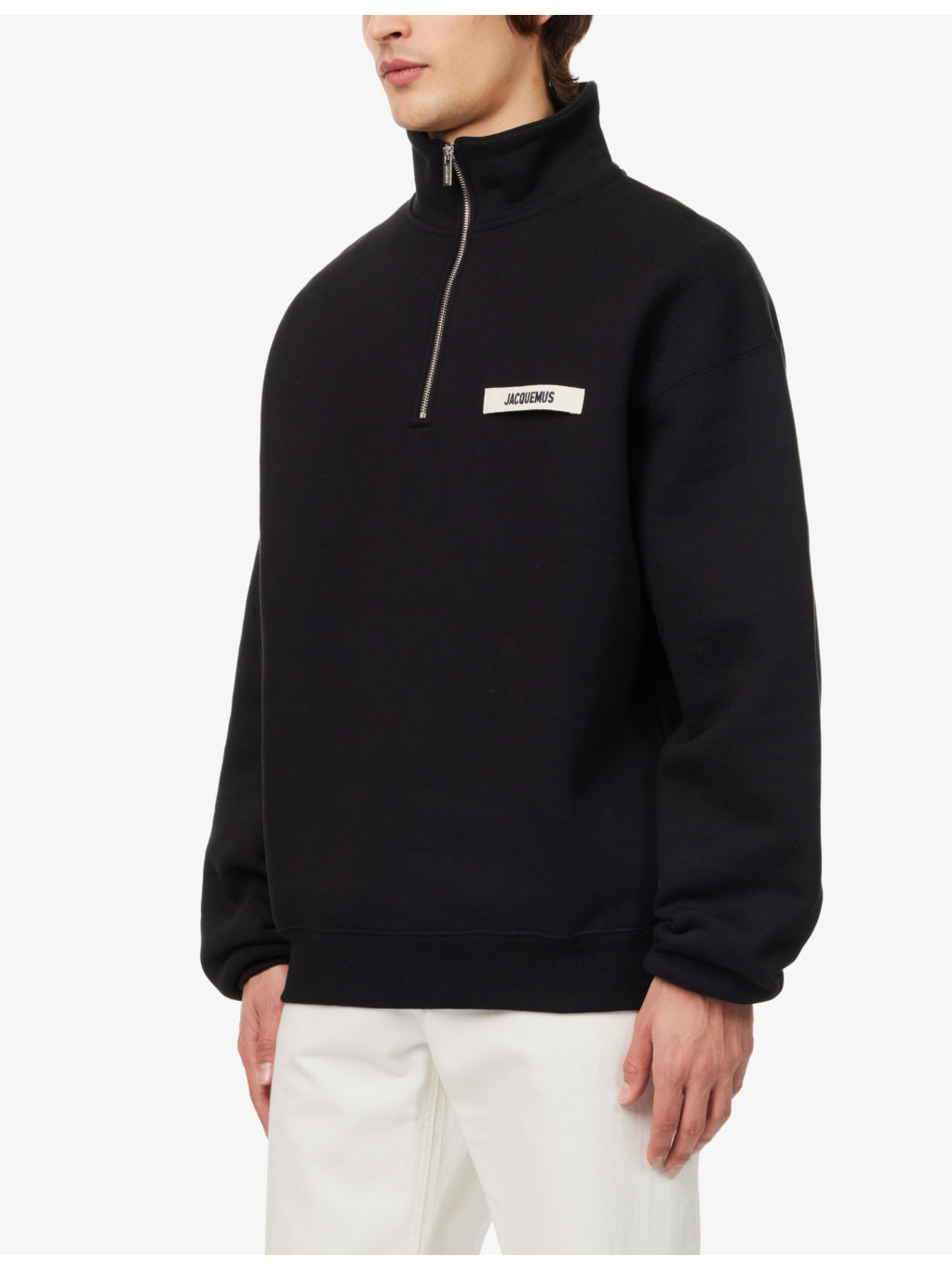 High-neck brand-patch relaxed-fit cotton-jersey sweatshirt - 3