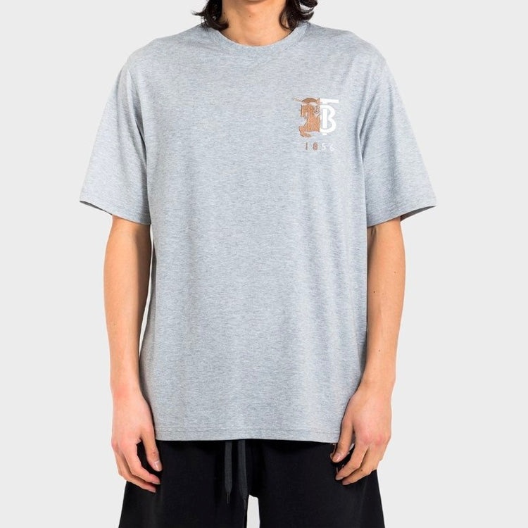 Burberry MENS Puzzle Embroidery Logo Short Sleeve Grey 80256501 - 3