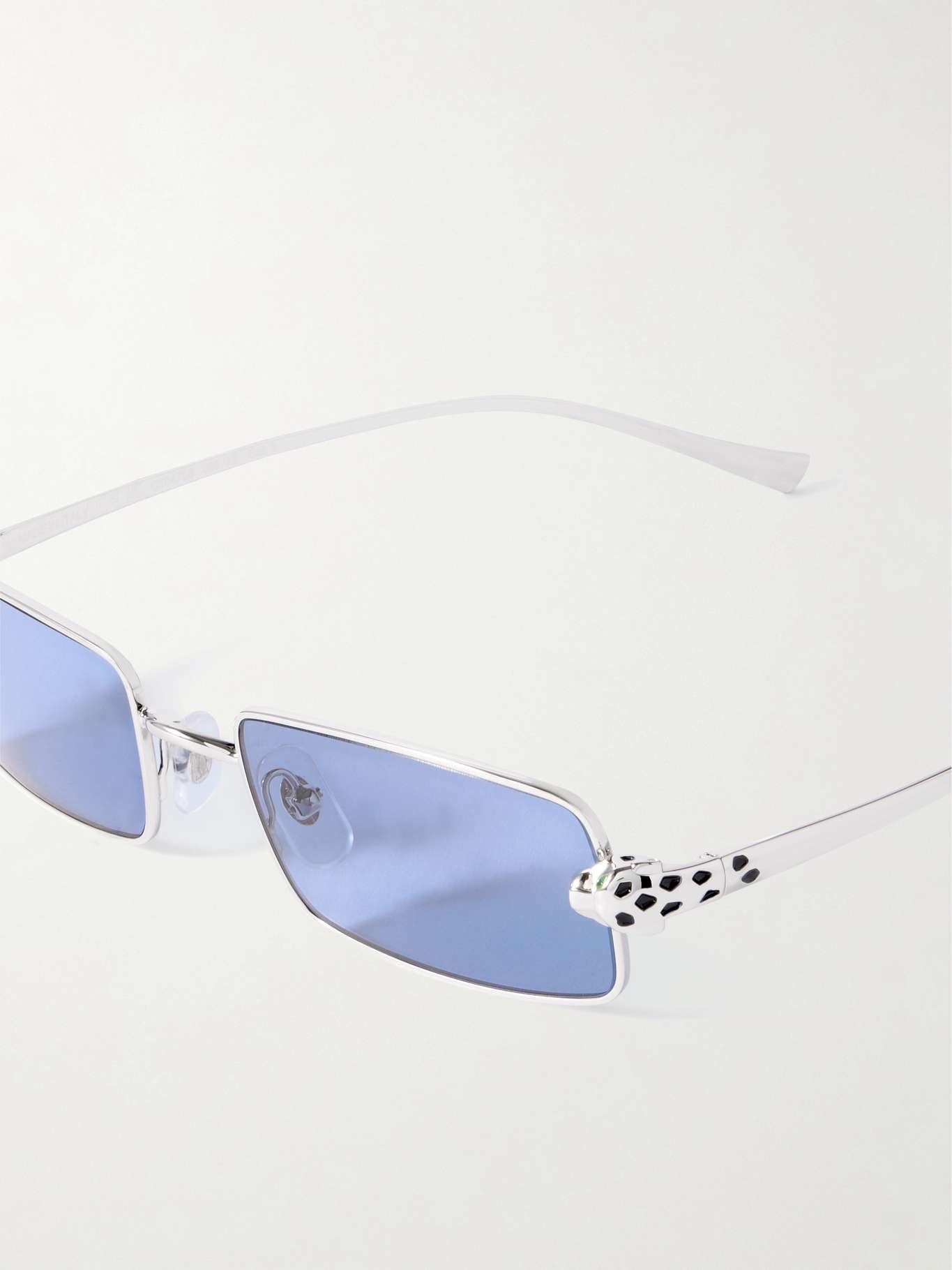 Panthère rectangle-frame crystal-embellished silver-tone sunglasses - 4