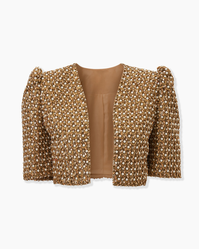 Gold Embellished Cropped Jacket 1