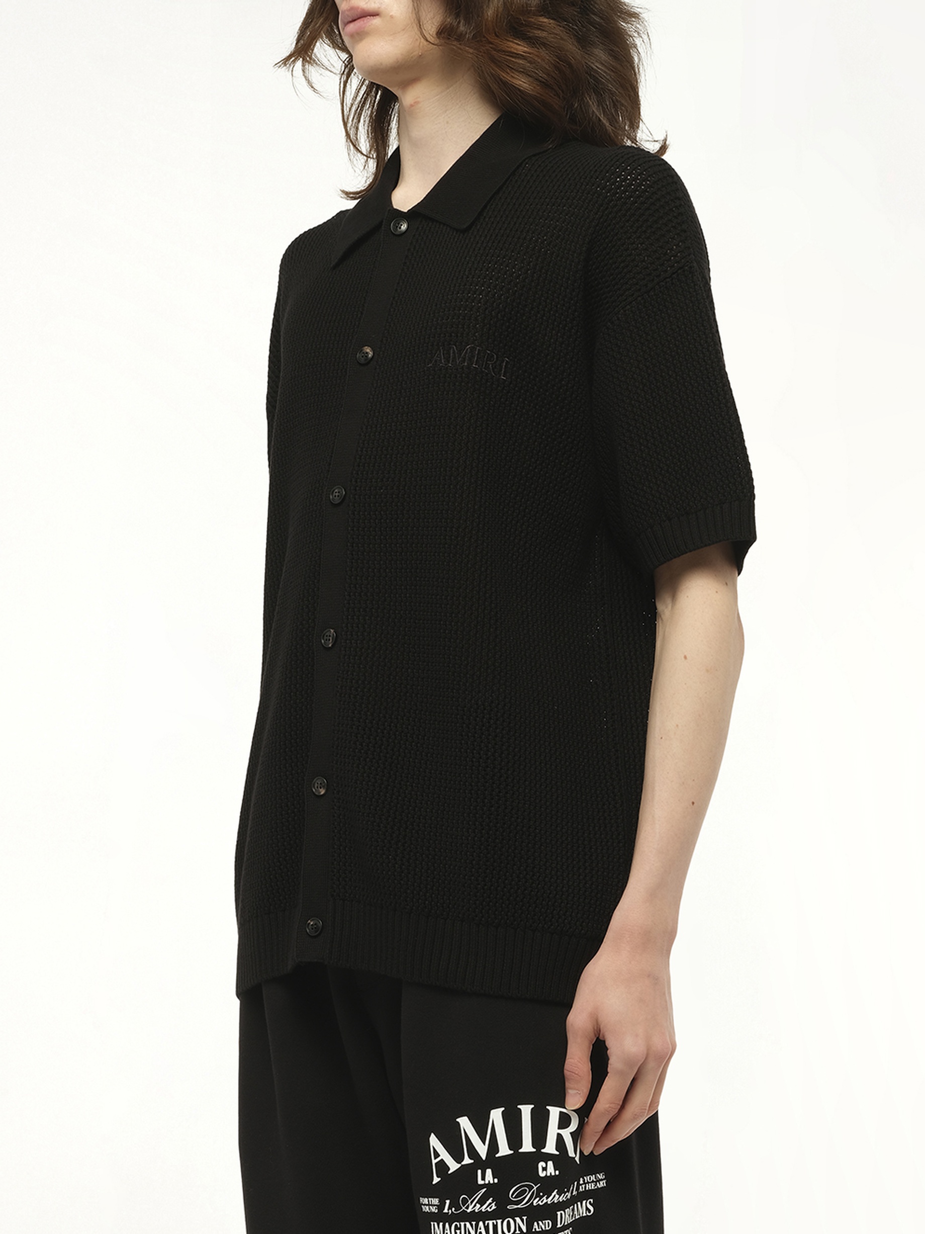 Amiri Crochet Mesh Shirt in Black - 5